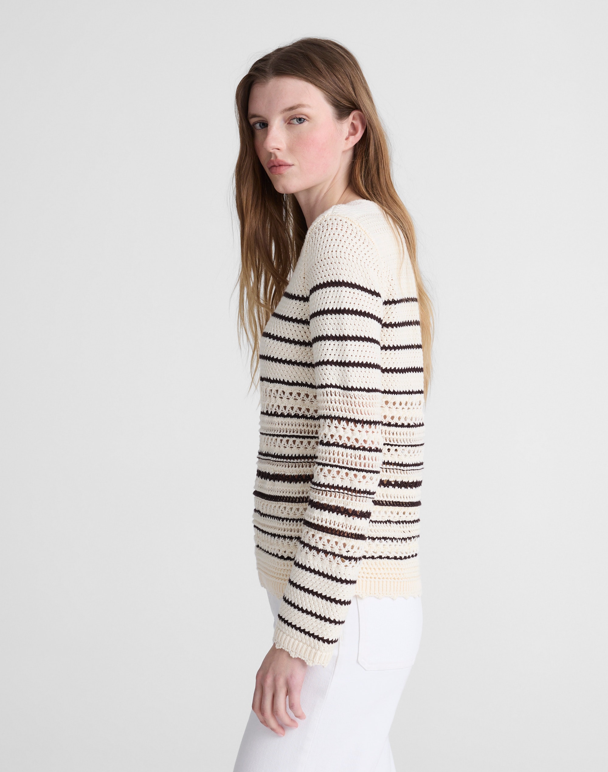 Open-Stitch Sweater in 100% Cotton