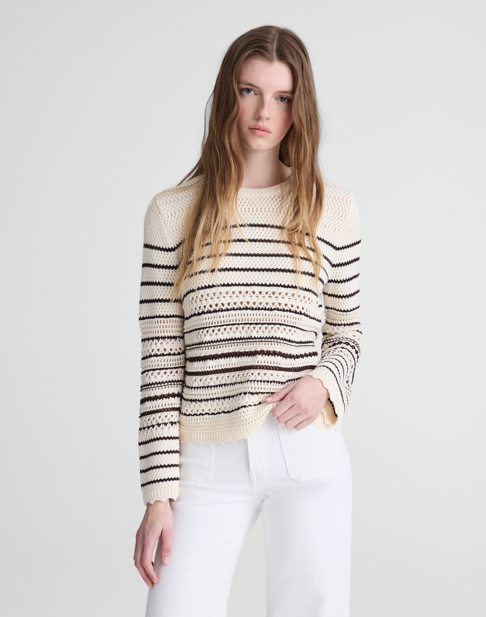 Open-Stitch Sweater in 100% Cotton