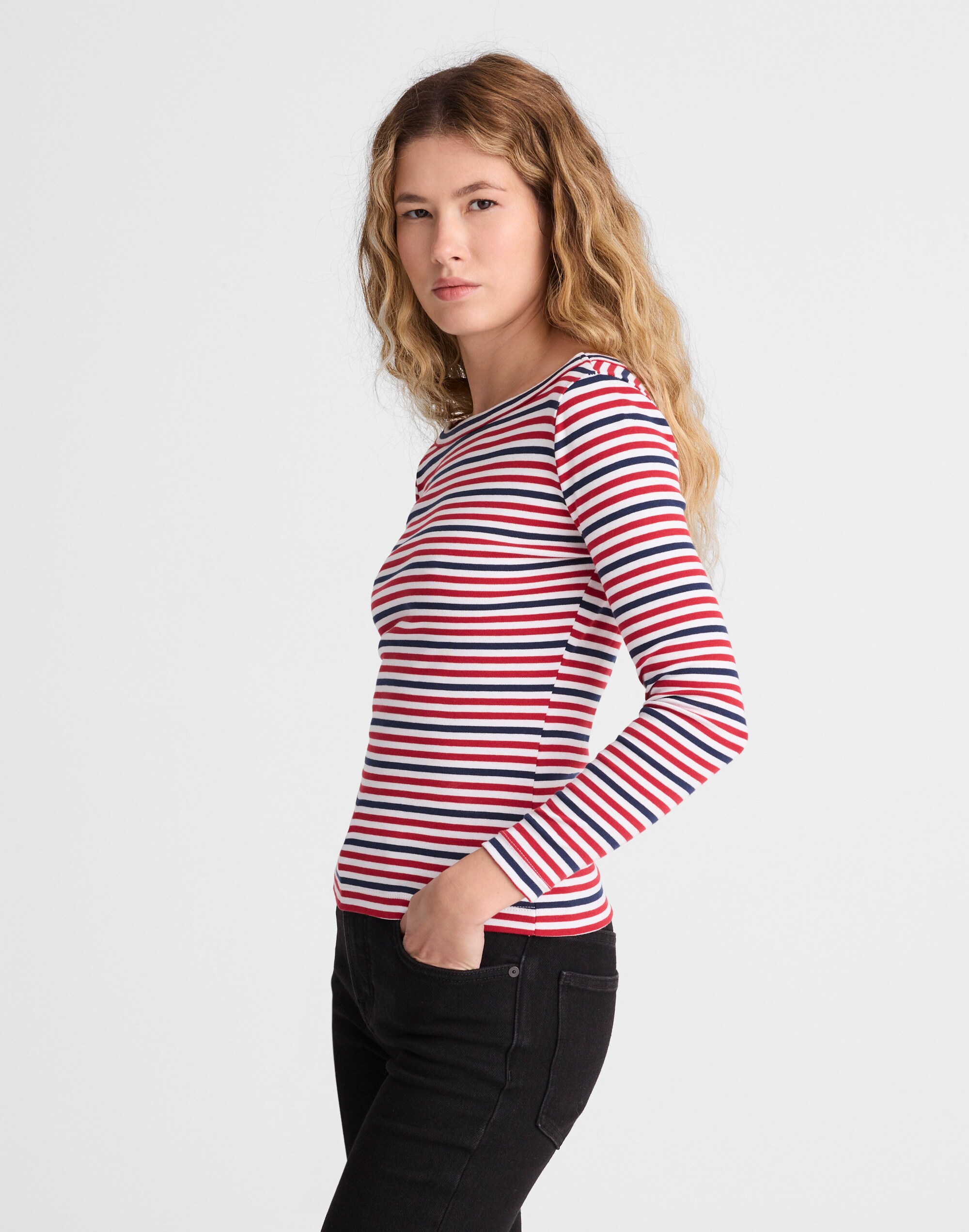 The '90s Boatneck Tee in Compact Cotton