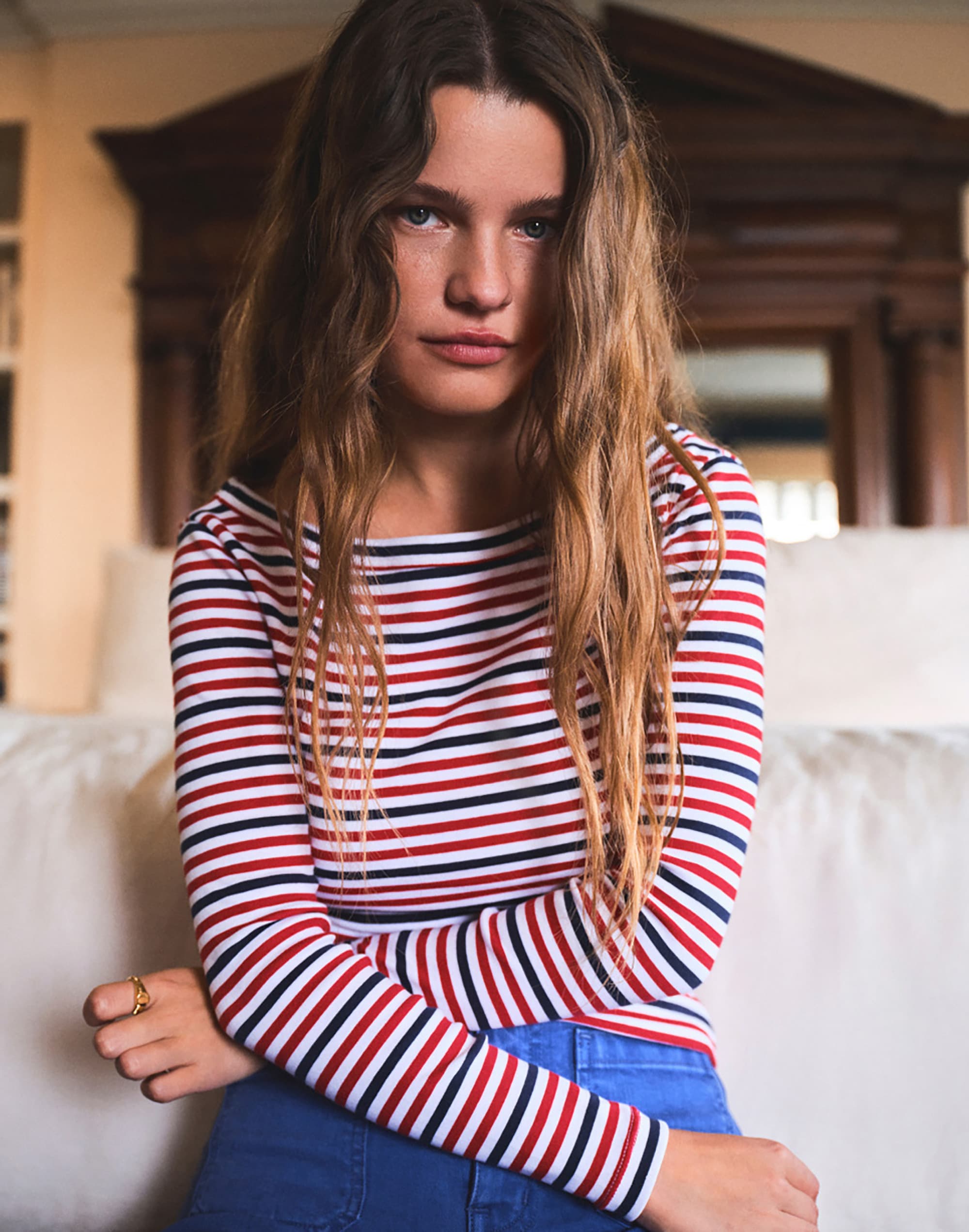 The '90s Boatneck Tee in Compact Cotton