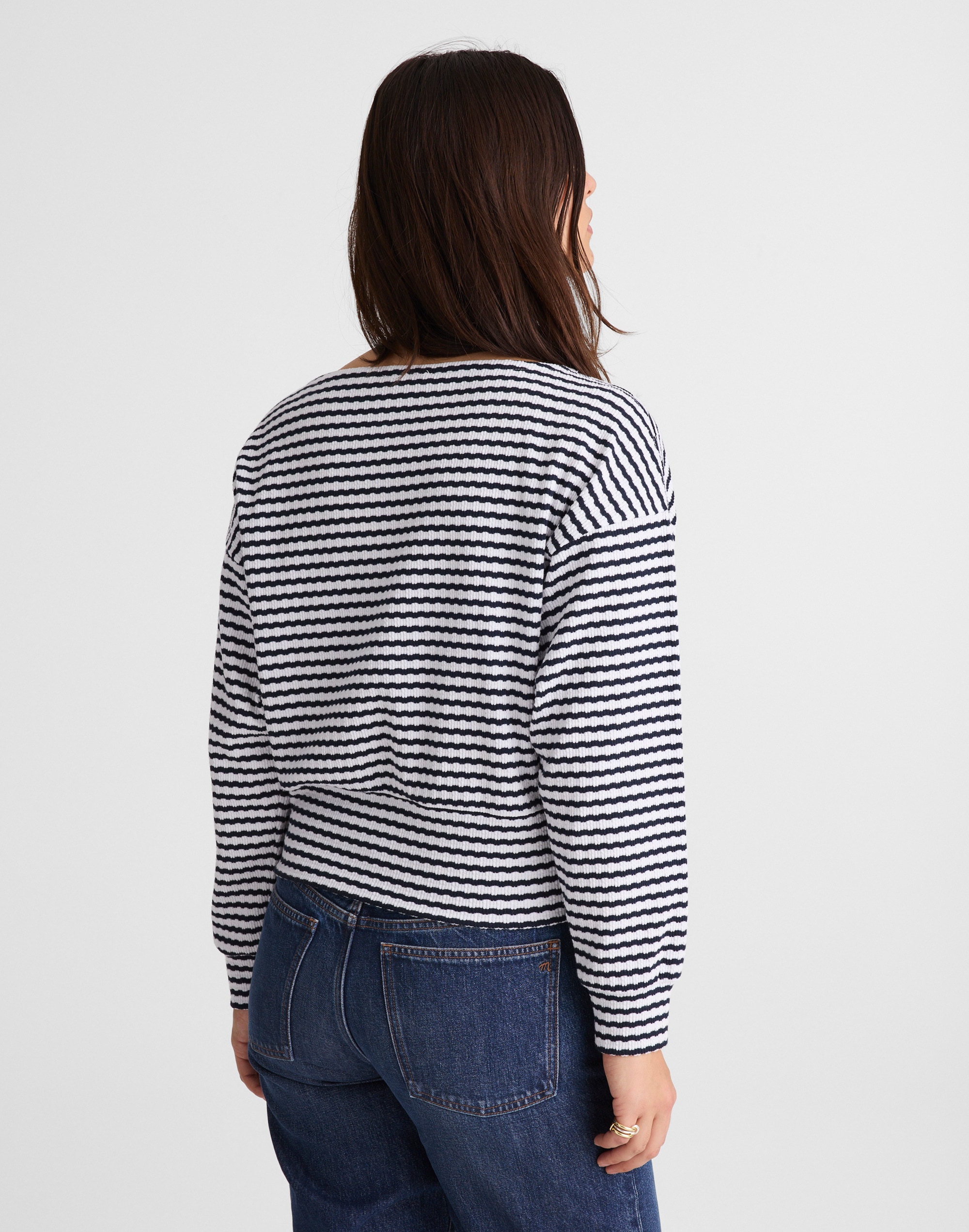 Textural-Stitch Boatneck Top