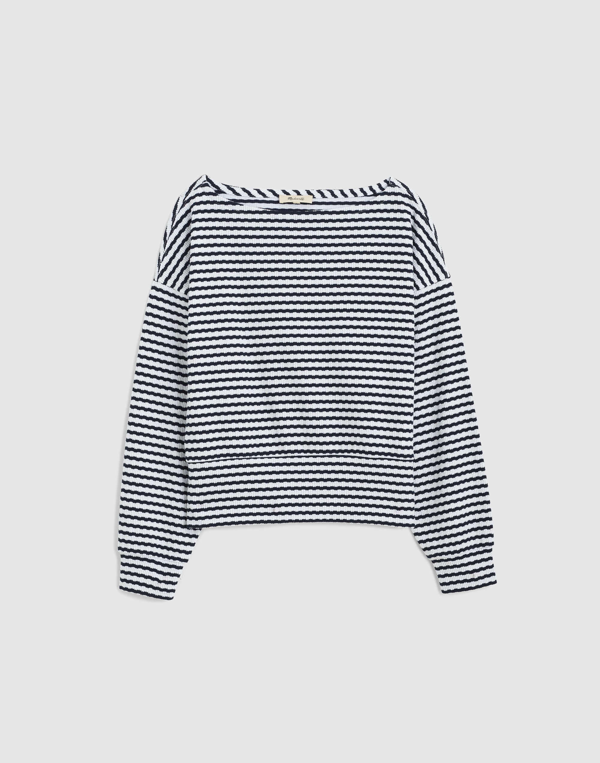 Textural-Stitch Boatneck Top