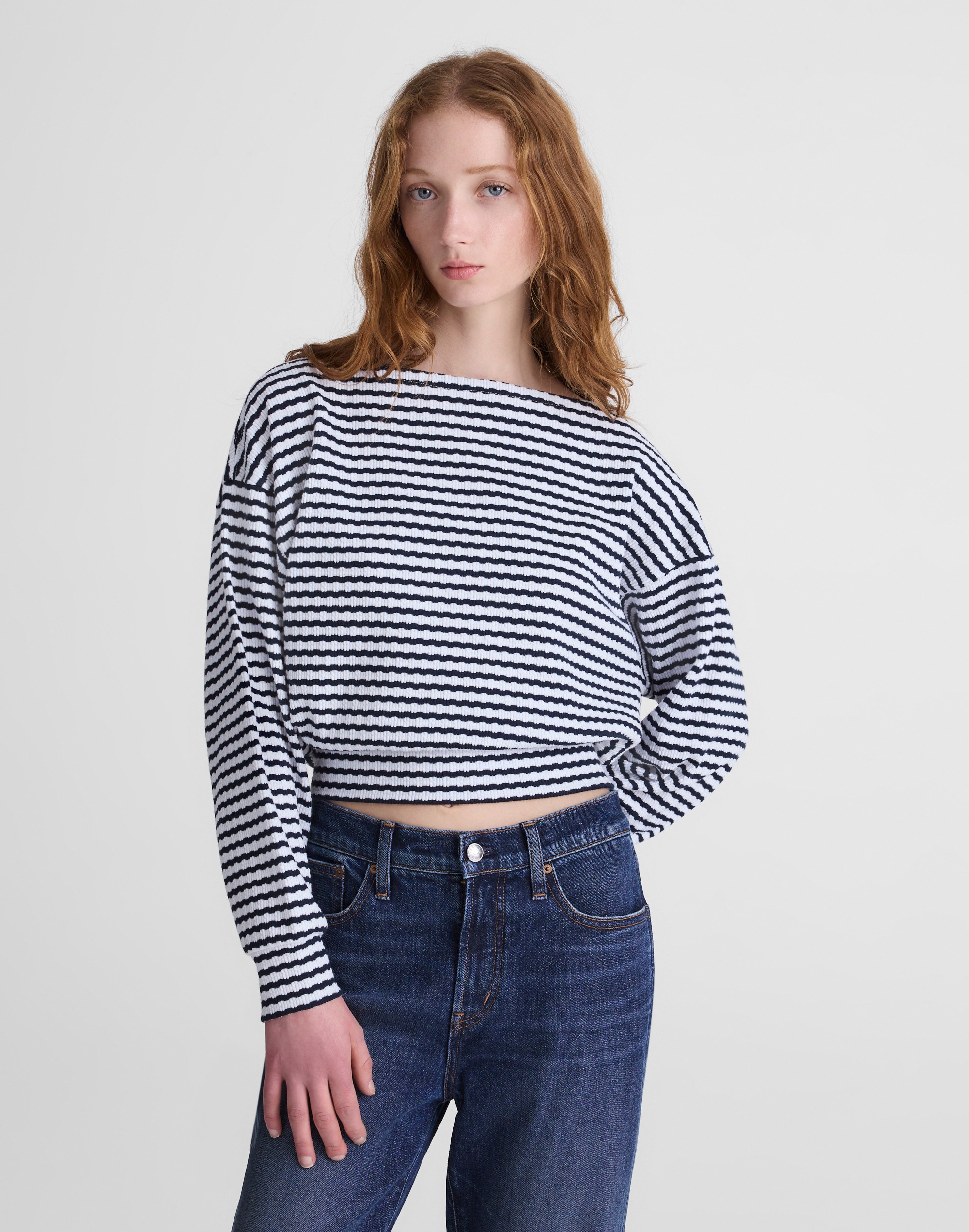 textural-stitch boatneck top