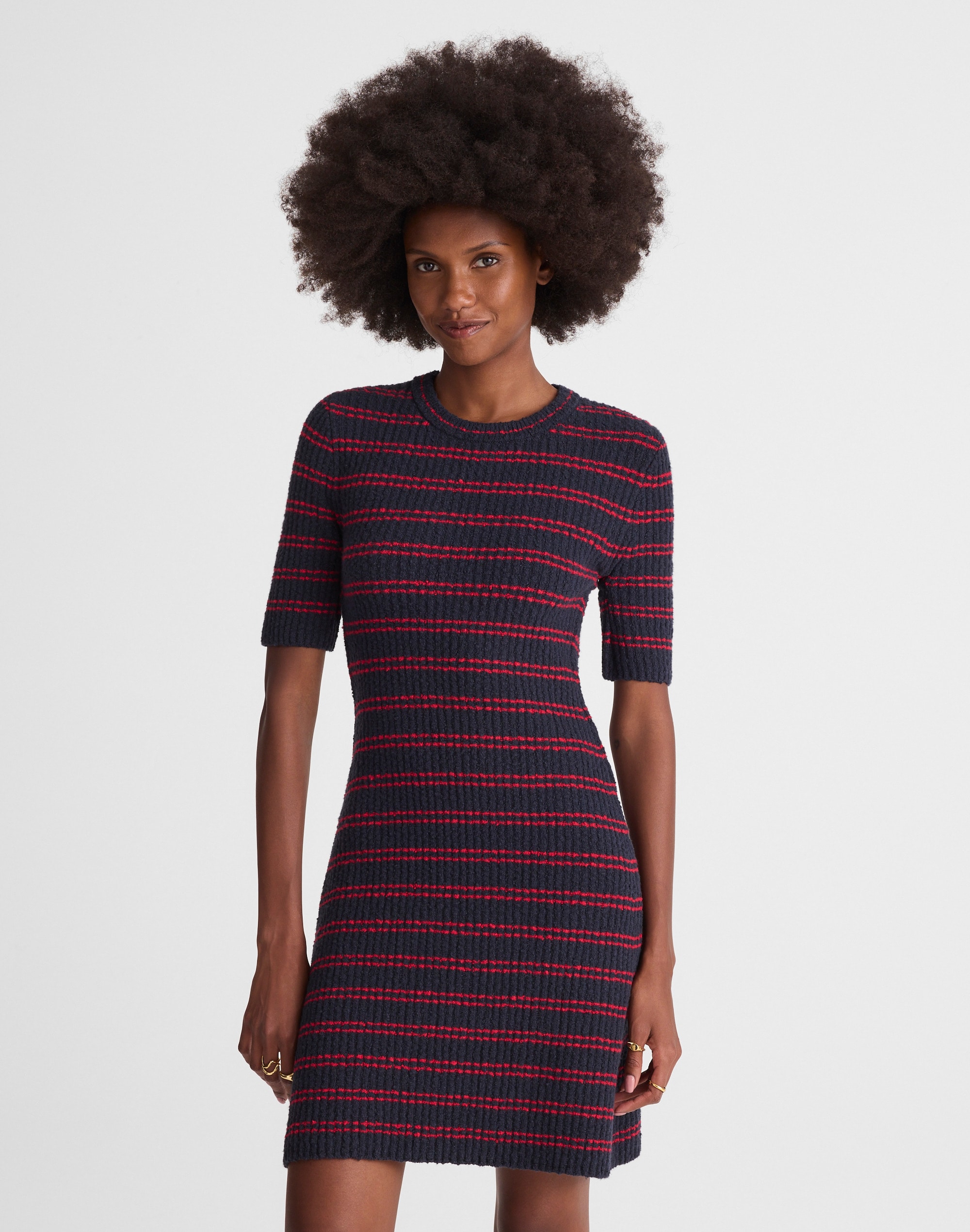 Ribbed A-Line Mini Dress