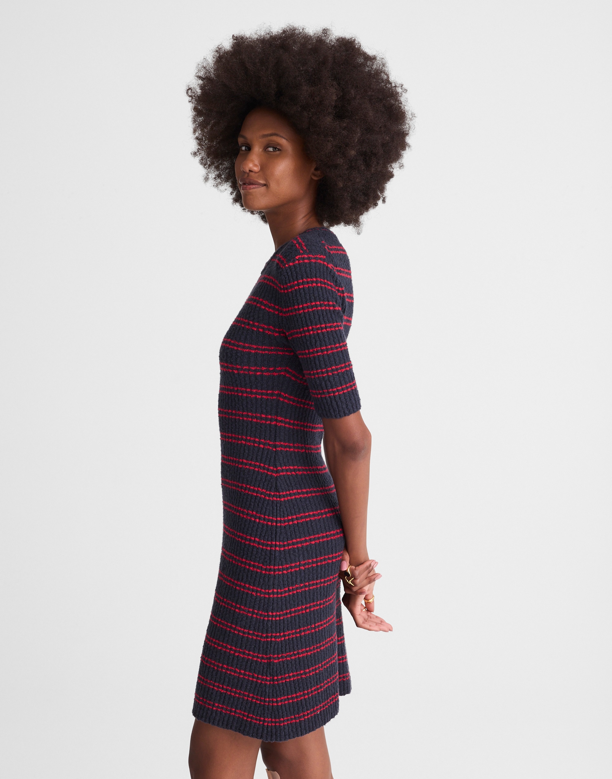 Ribbed A-Line Mini Dress