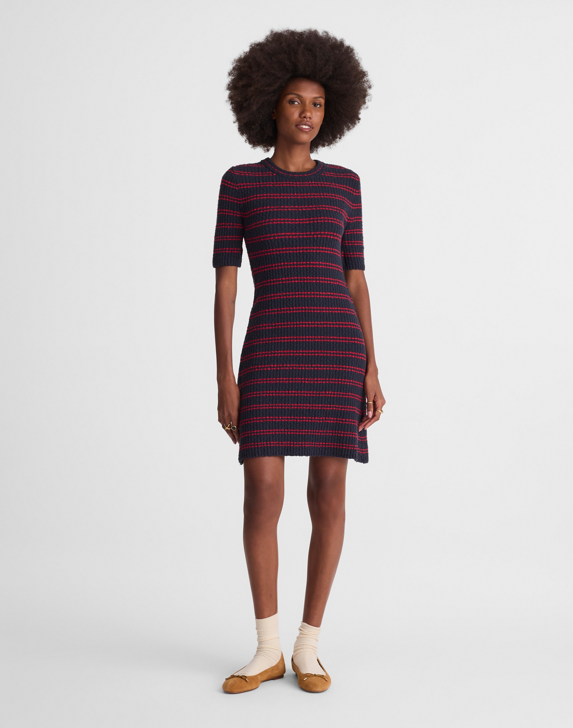 Ribbed A-Line Mini Dress