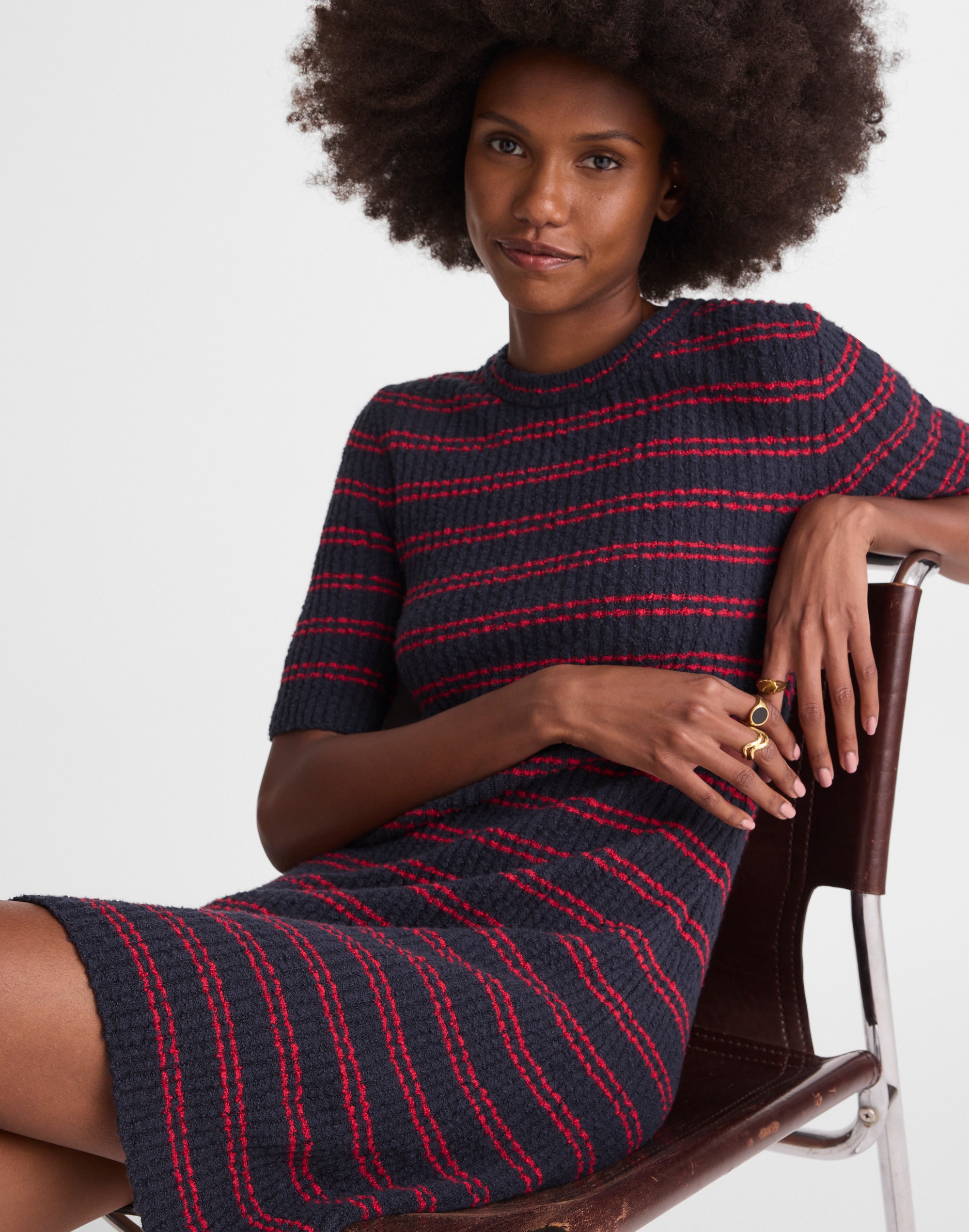 Madewell Ribbed A-line Mini Dress In Blue