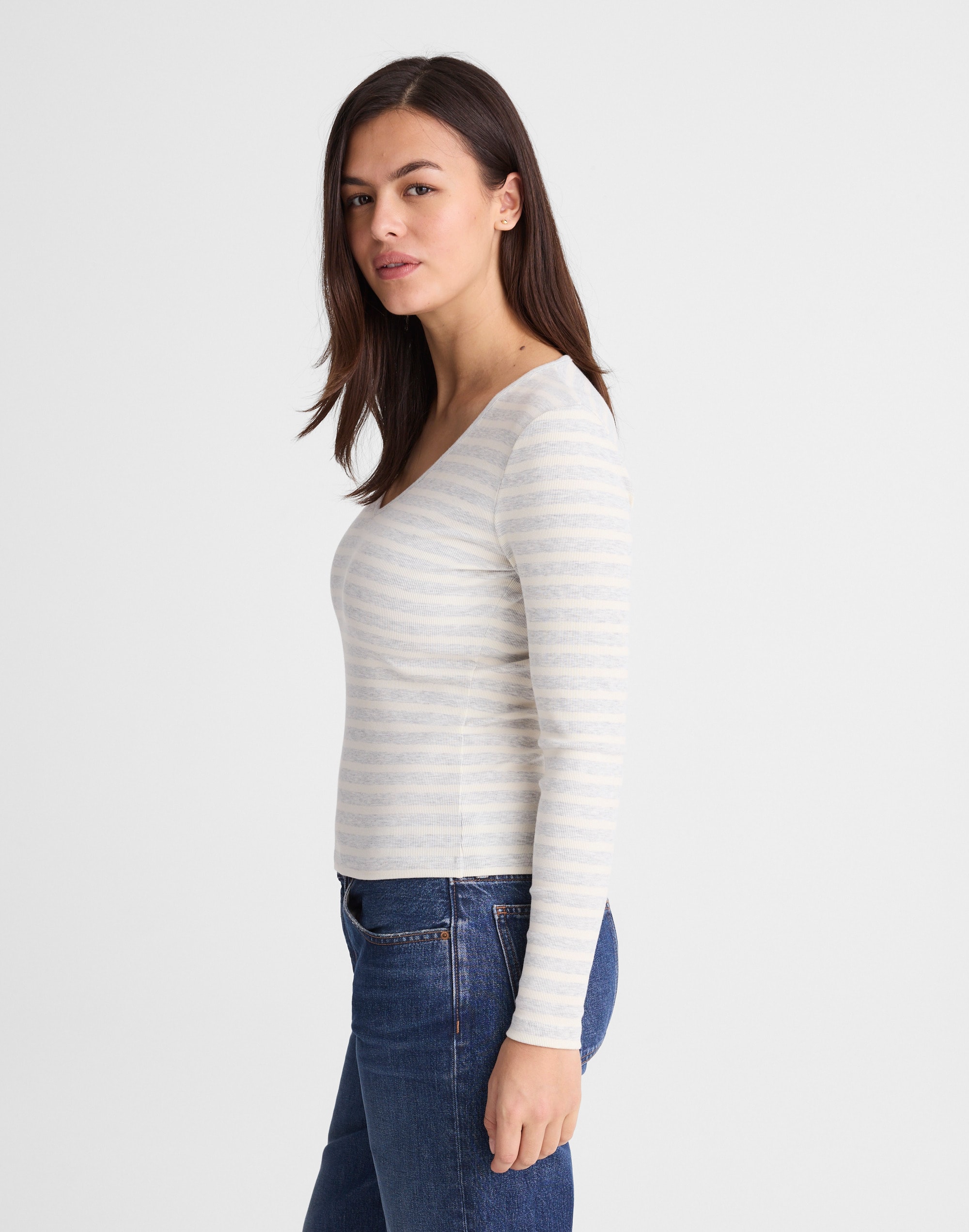 The 9-9 V-Neck Long-Sleeve Tee in LuxeRib