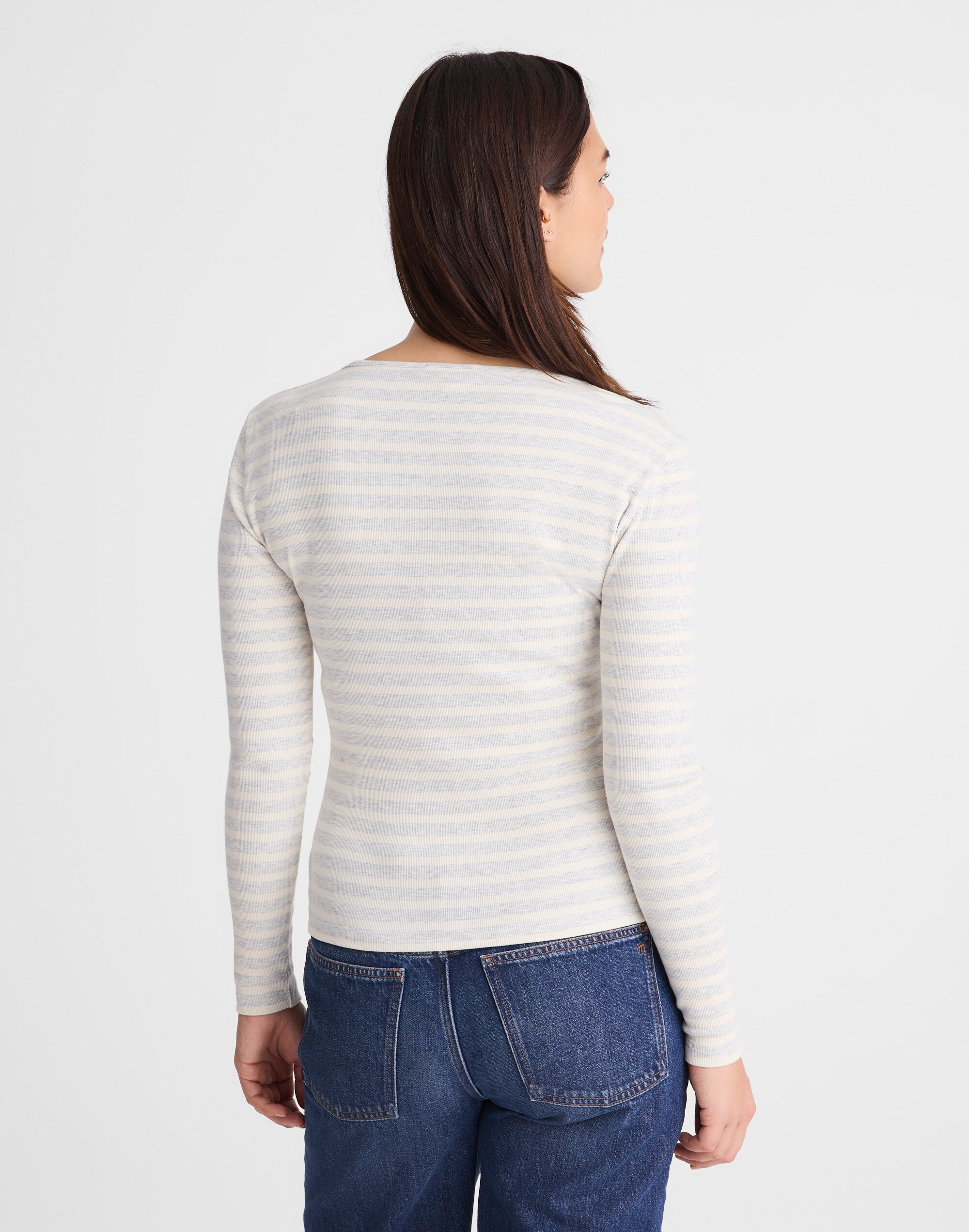 The 9-9 V-Neck Long-Sleeve Tee in LuxeRib