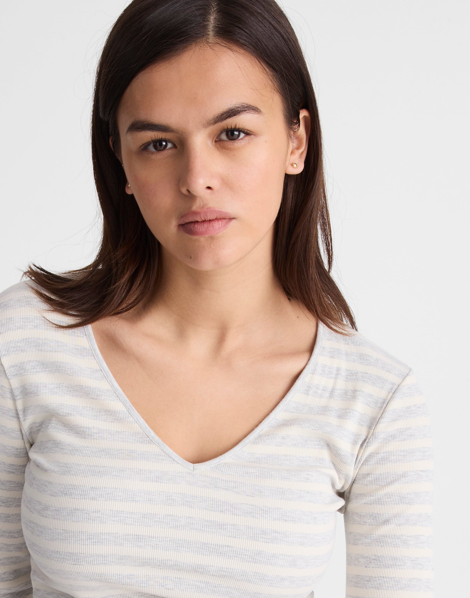 The 9-9 V-Neck Long-Sleeve Tee in LuxeRib