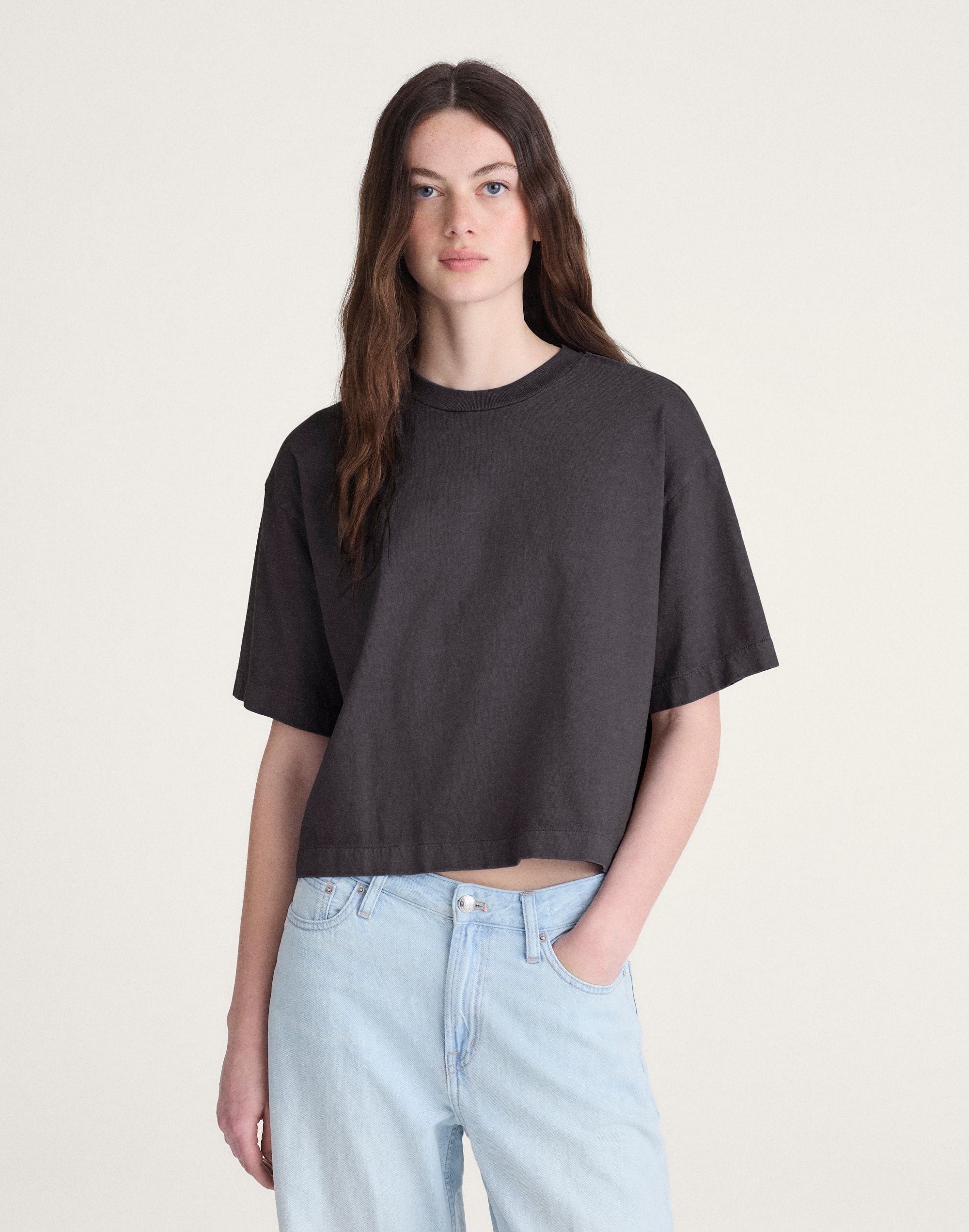 The Boxy Crop Tee in Allday Jersey