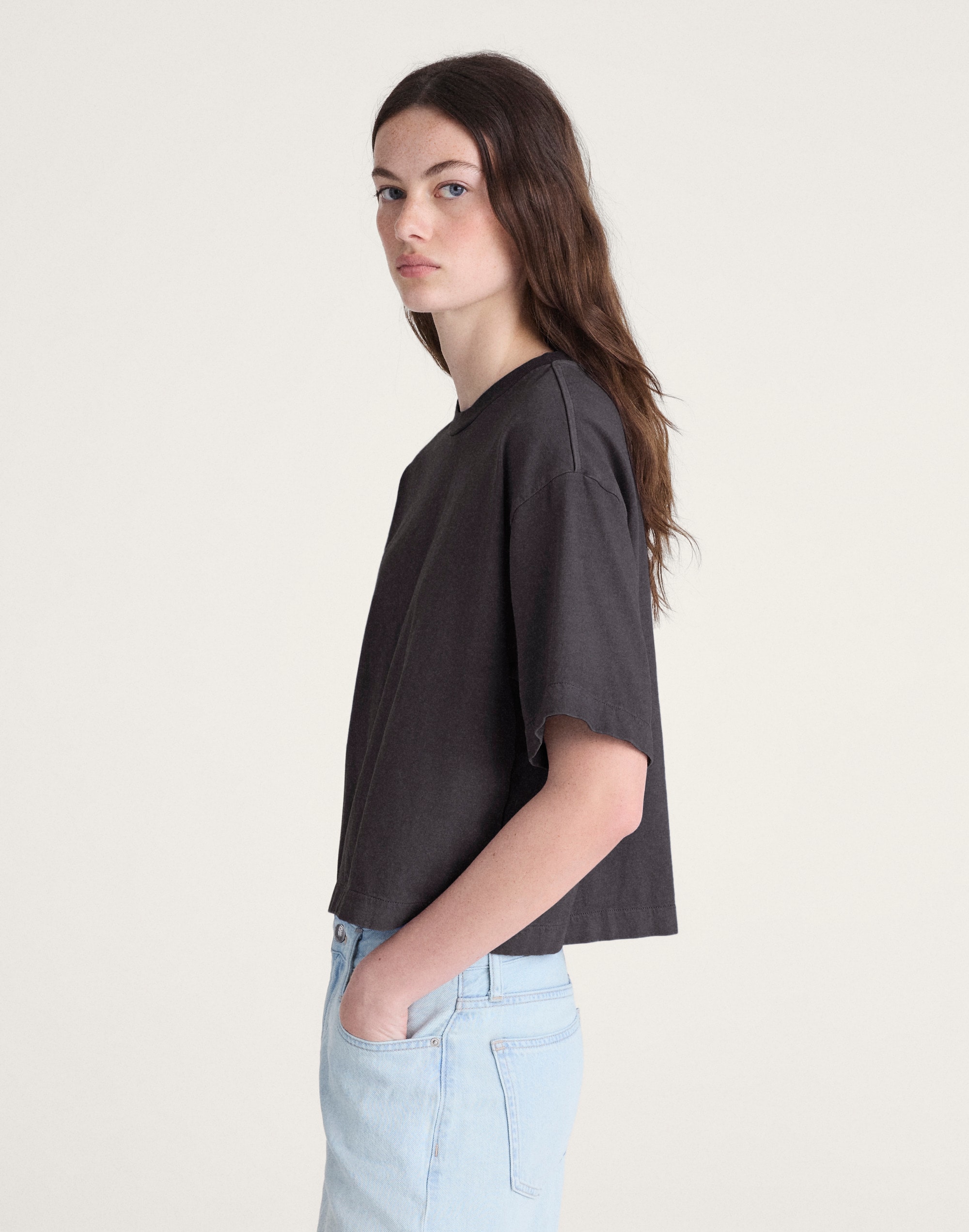 The Boxy Crop Tee in Allday Jersey