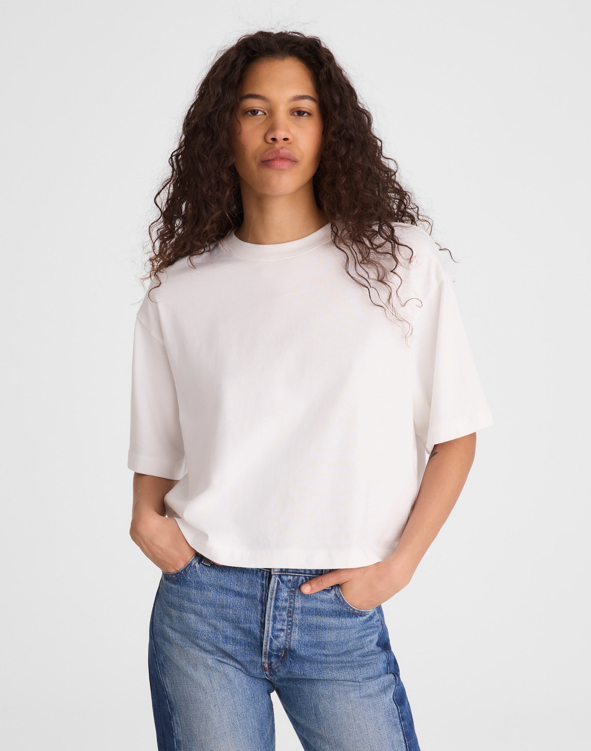 Madewell The Boxy Crop Tee In White
