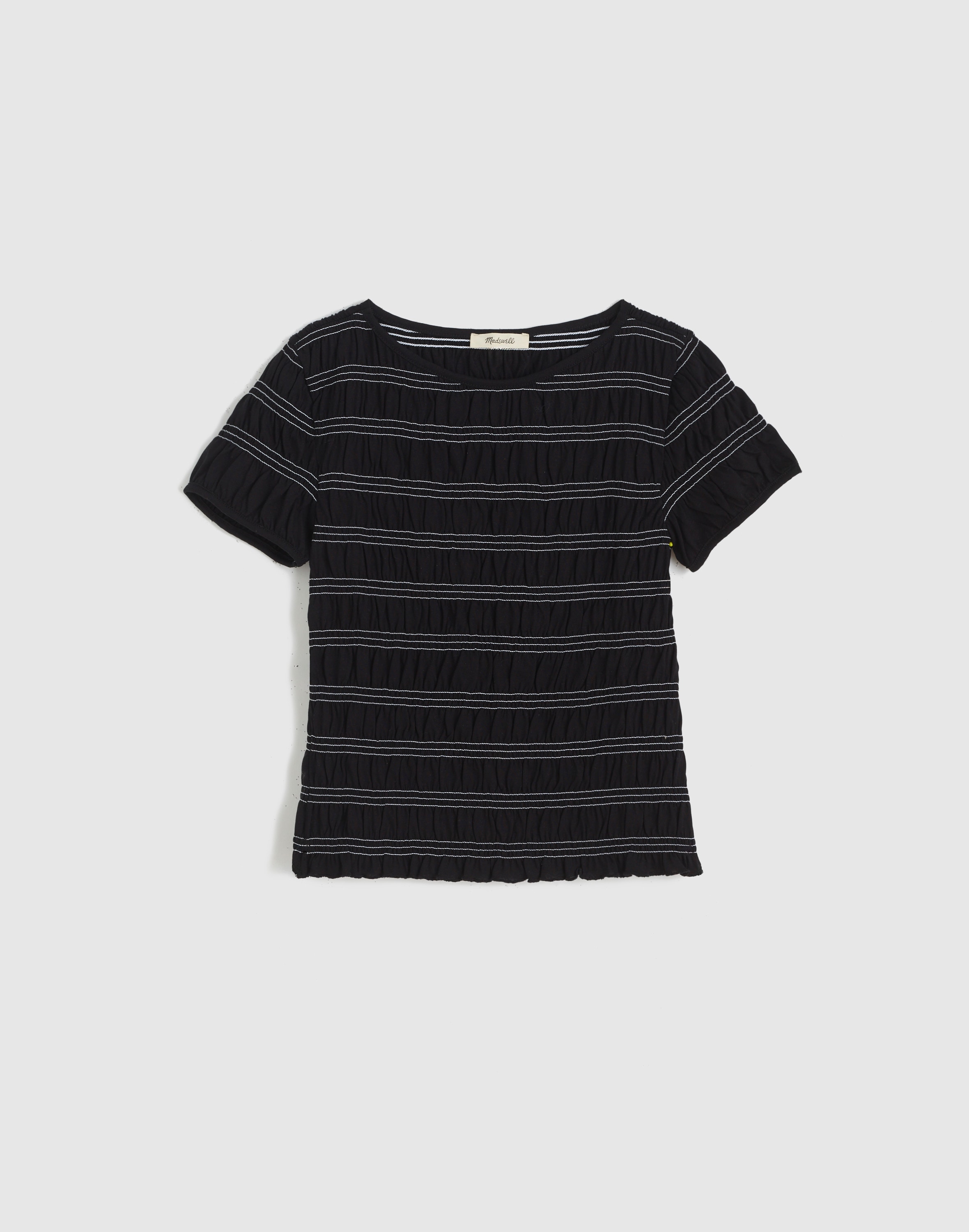 Madewell Smocked Short Sleeve Tee Jet Black