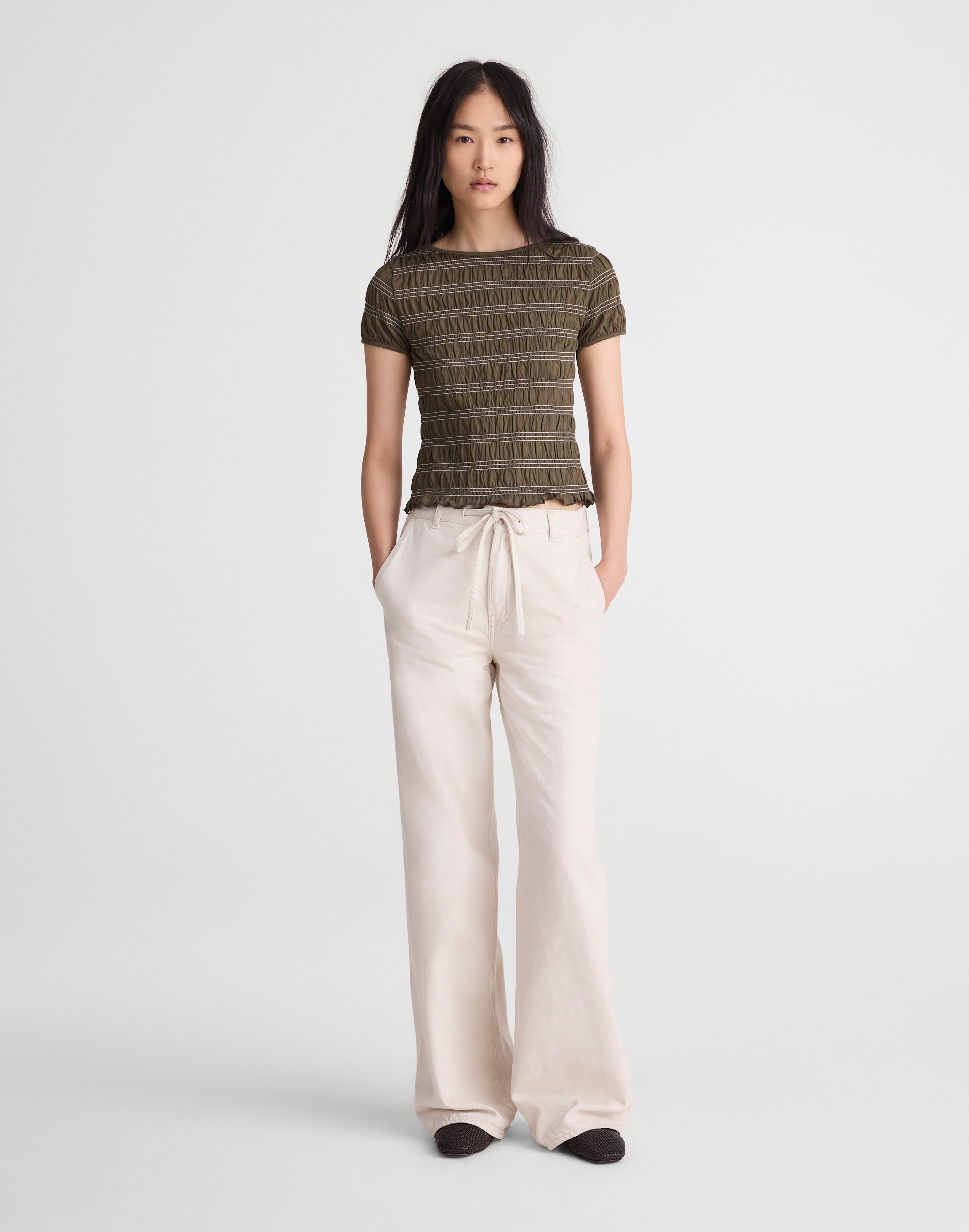 Smocked Short-Sleeve Top