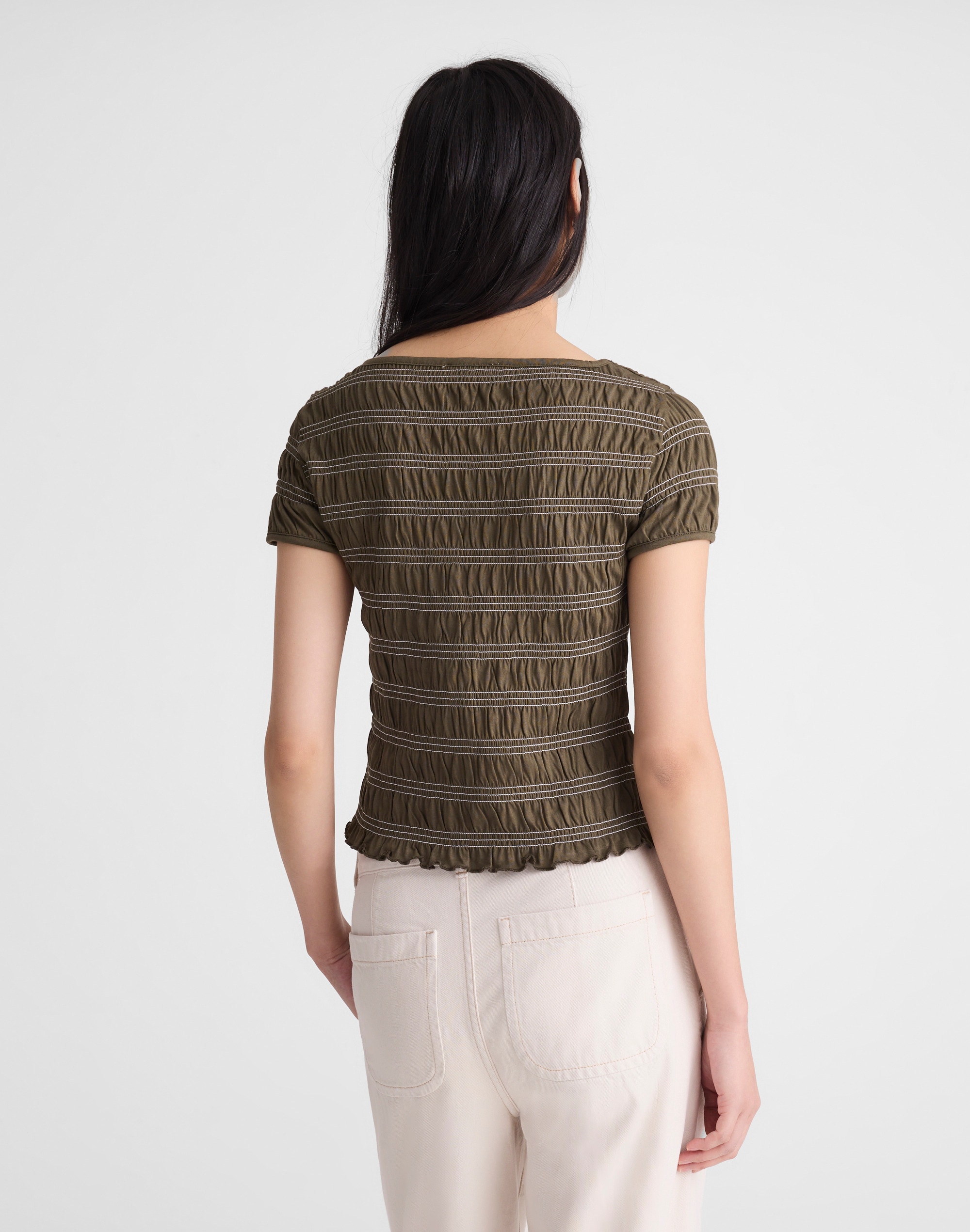 Smocked Short-Sleeve Top