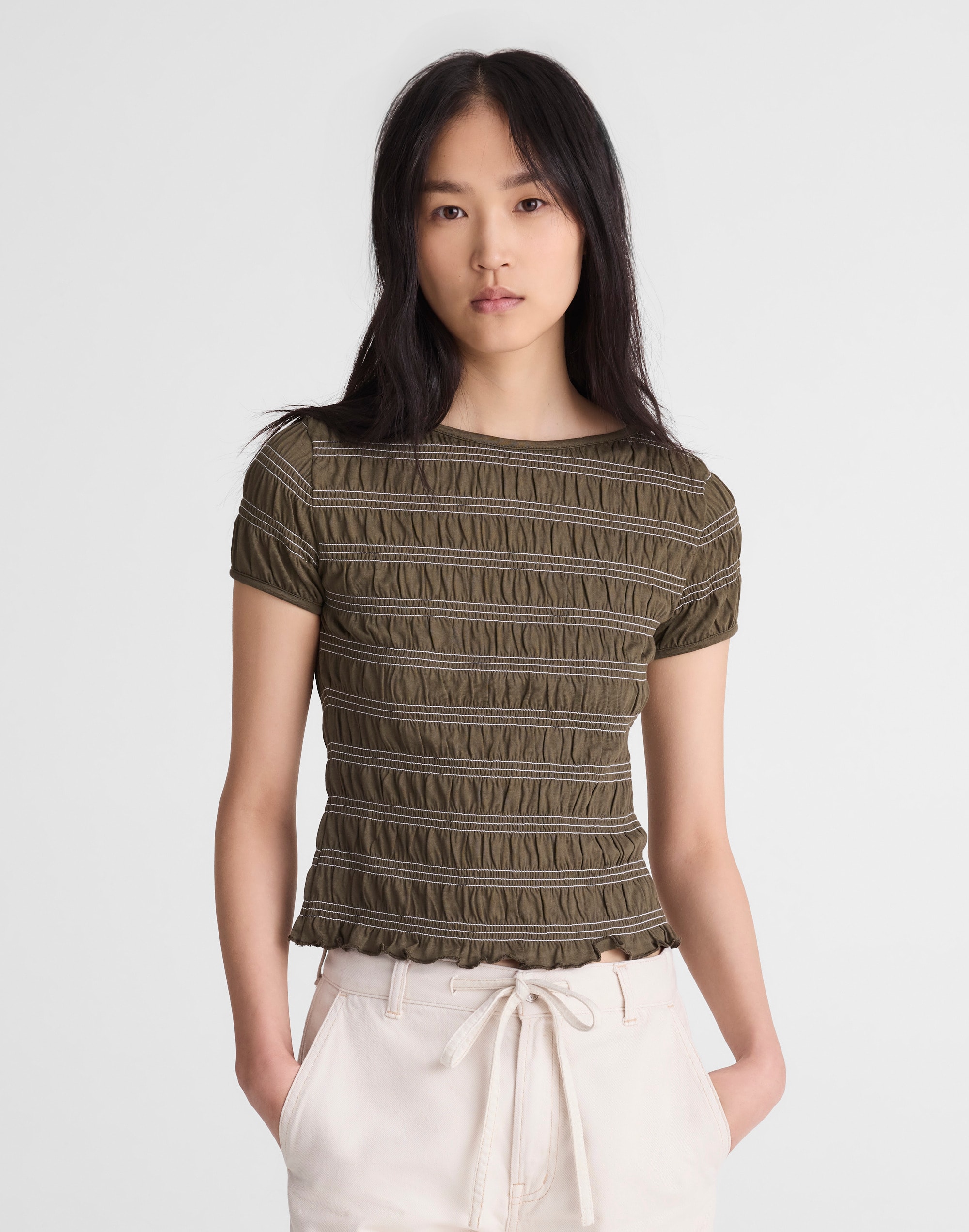 Smocked Short-Sleeve Top