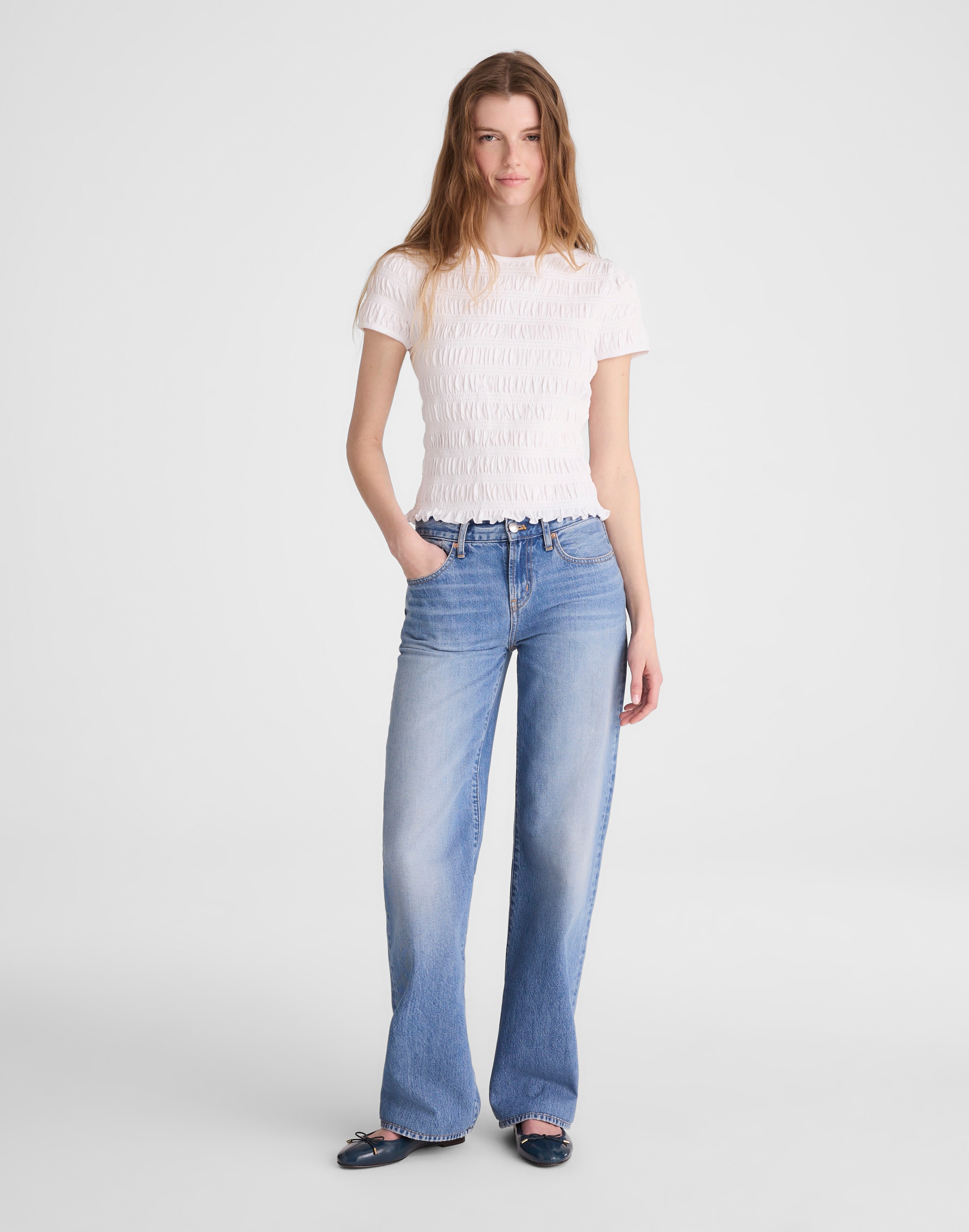 Smocked Short-Sleeve Top