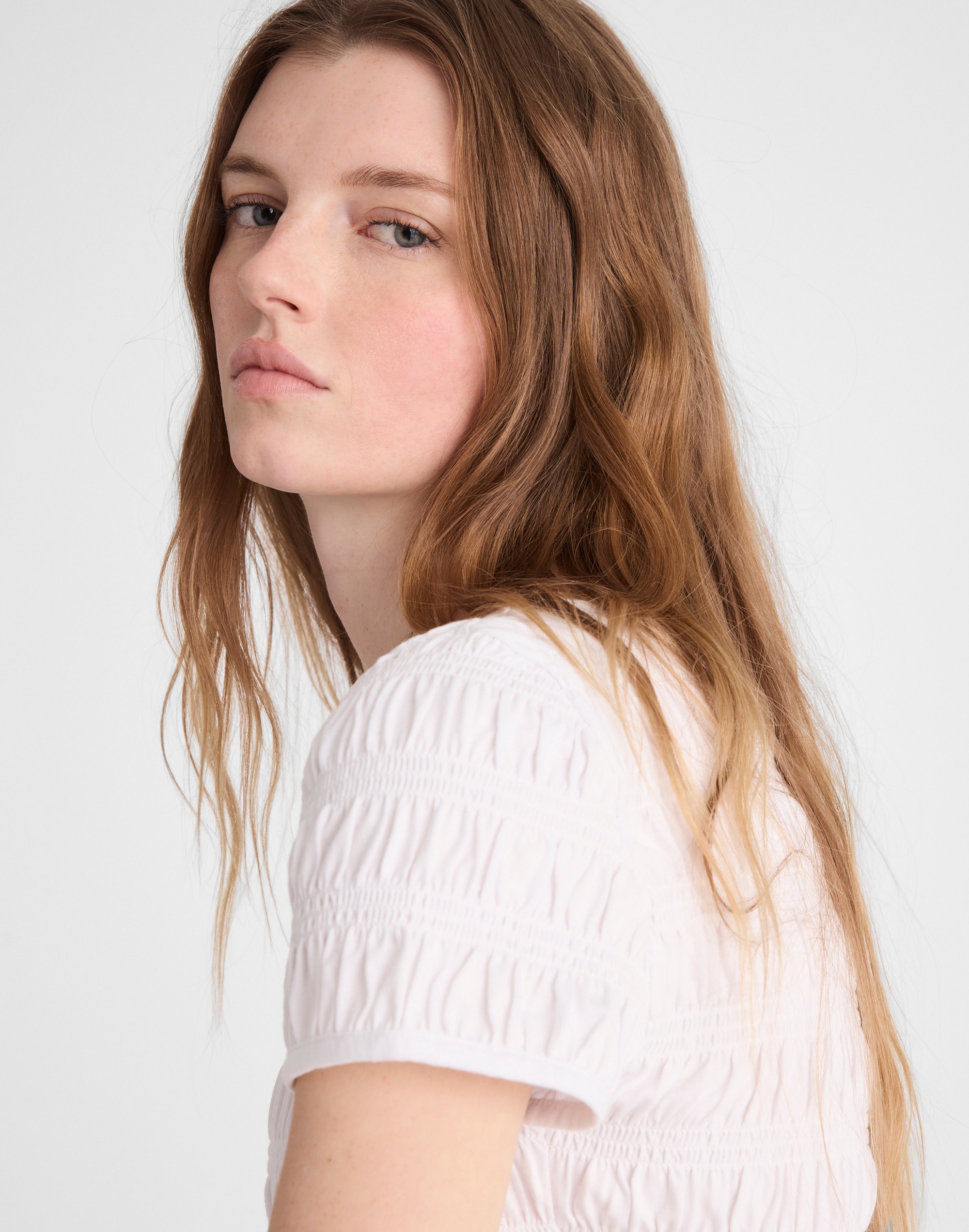 Smocked Short-Sleeve Top