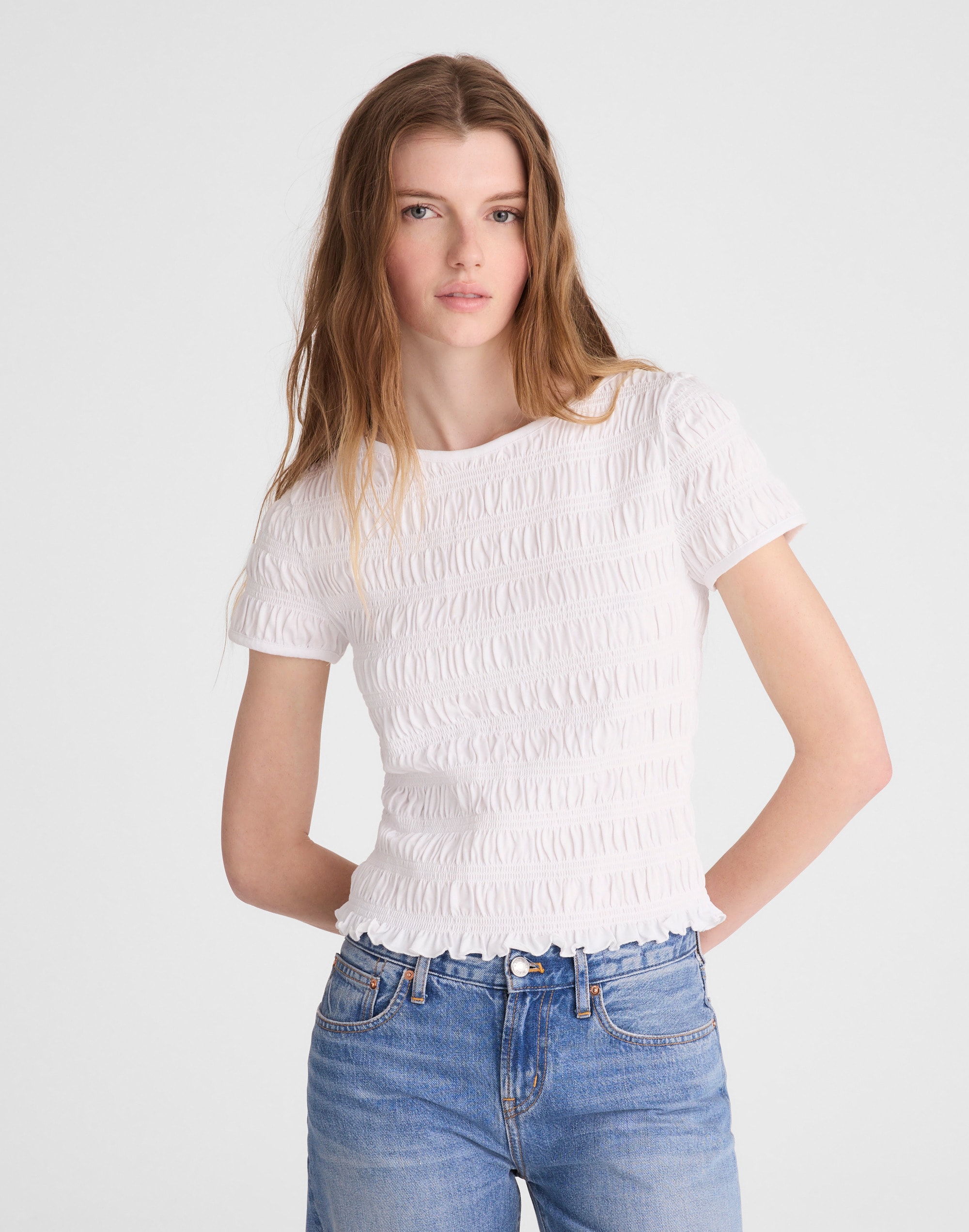 Smocked Short-Sleeve Top