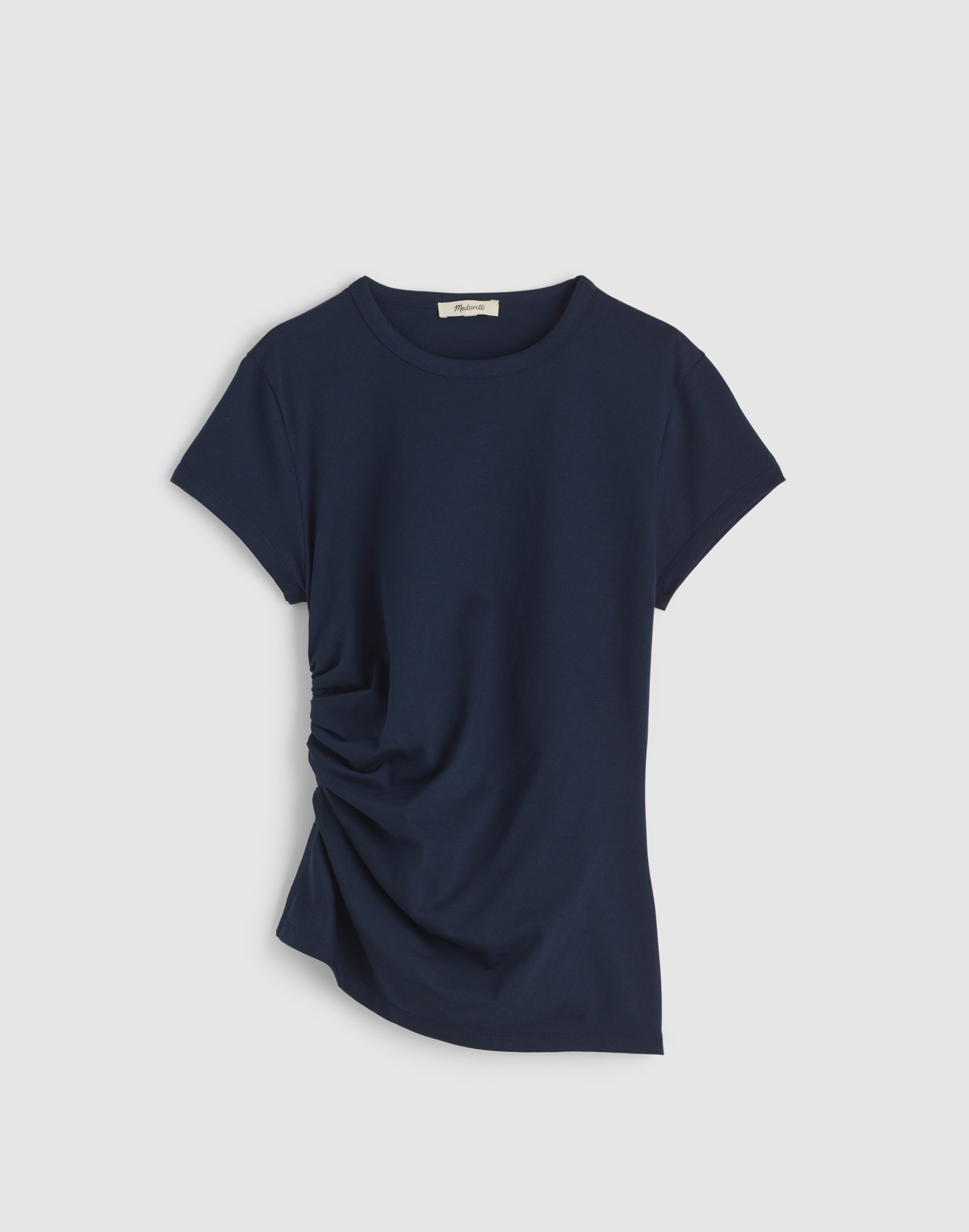 Asymmetric Ruched Tee in Allday Jersey