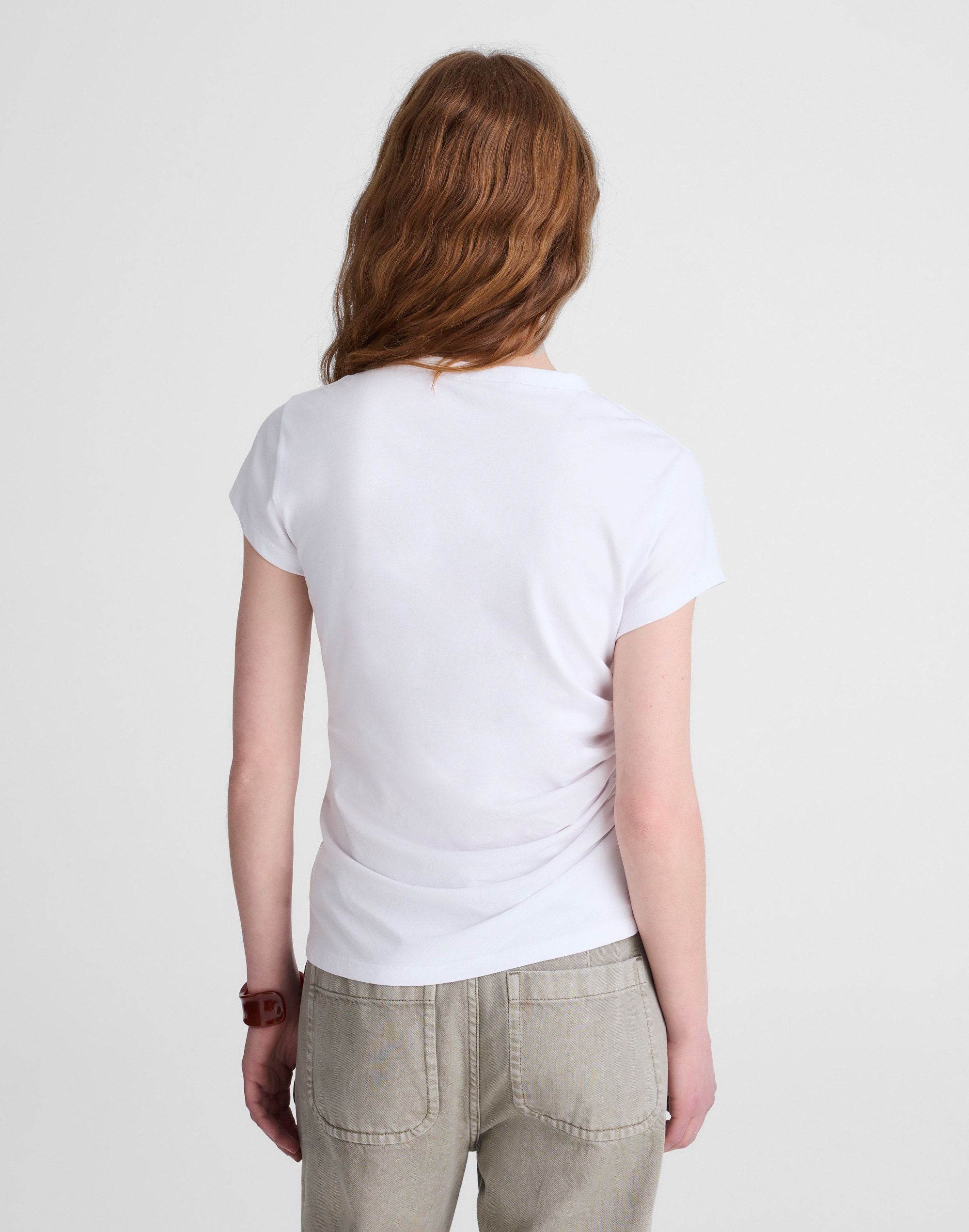 Asymmetric Ruched Tee in Allday Jersey