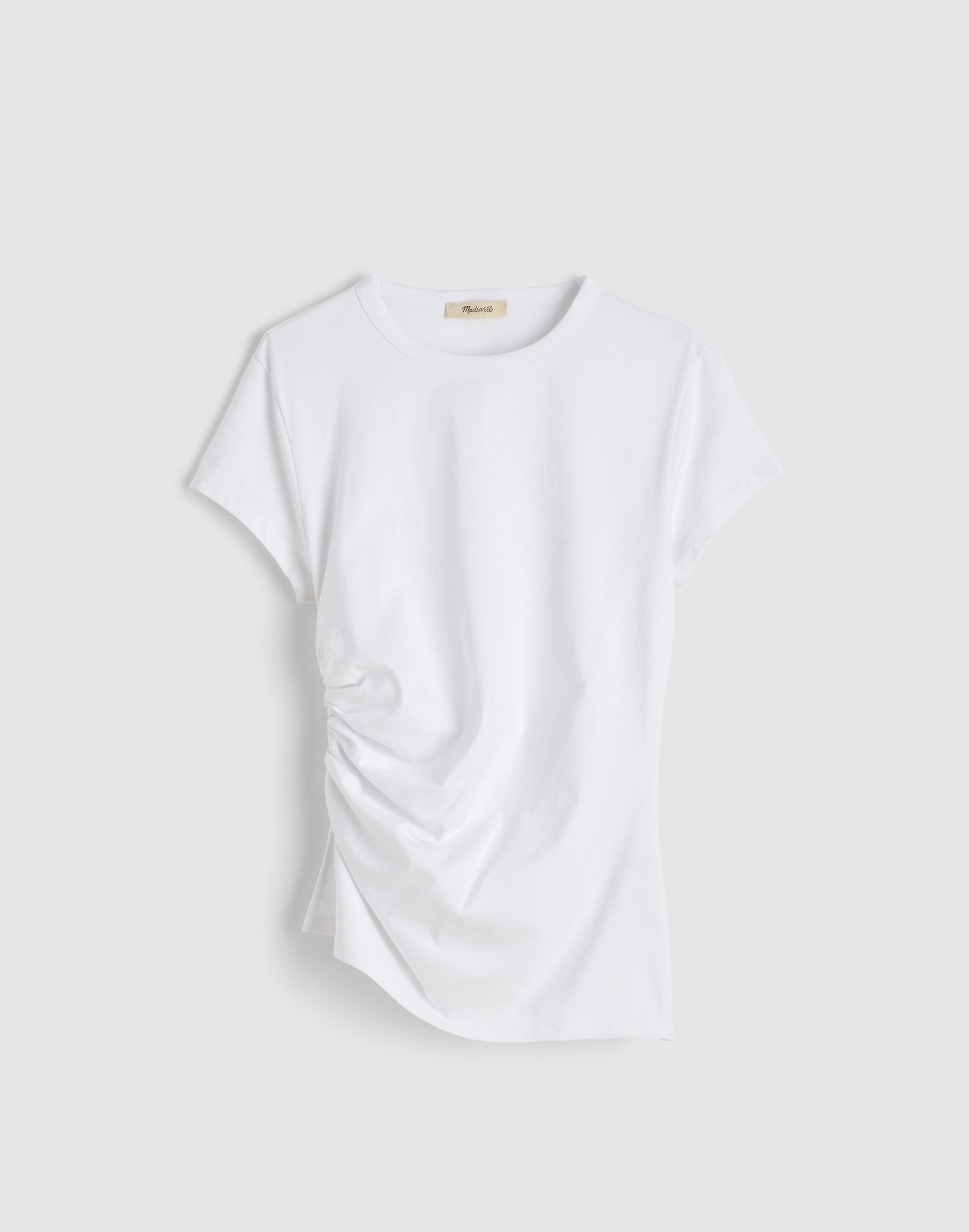 Asymmetric Ruched Tee in Allday Jersey