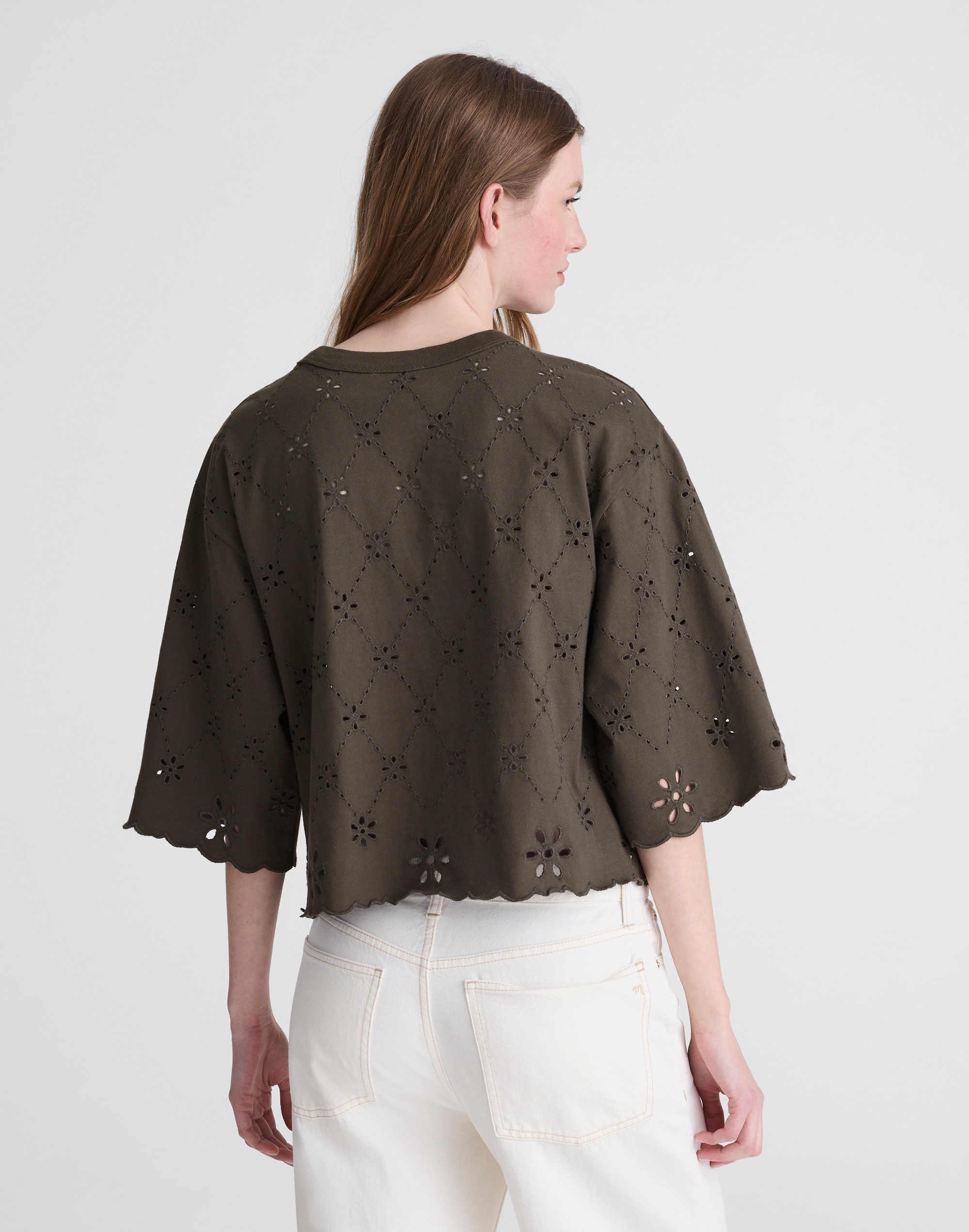 The Embroidered Boxy Crop Tee in Allday Jersey