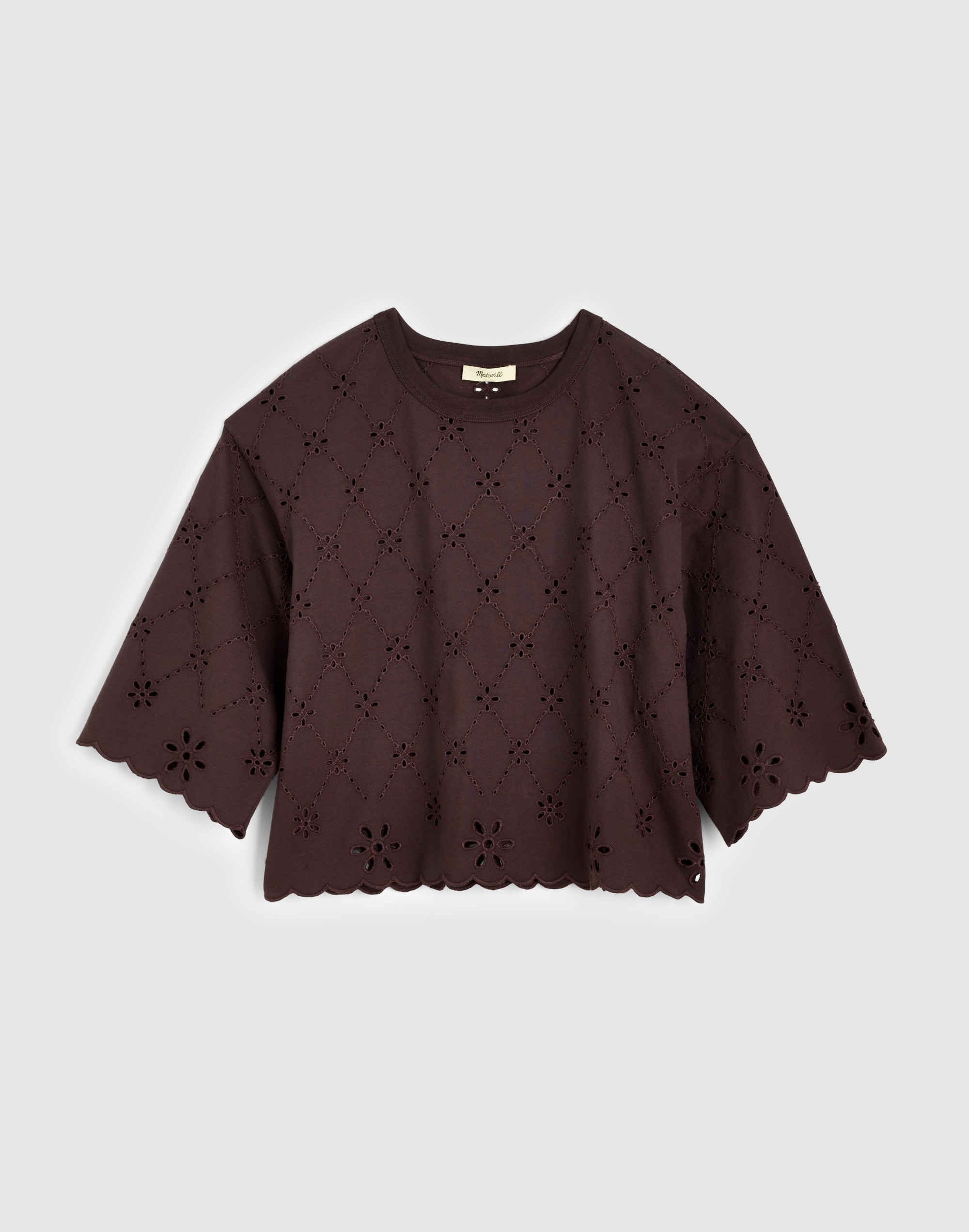 the embroidered boxy crop tee in allday jersey