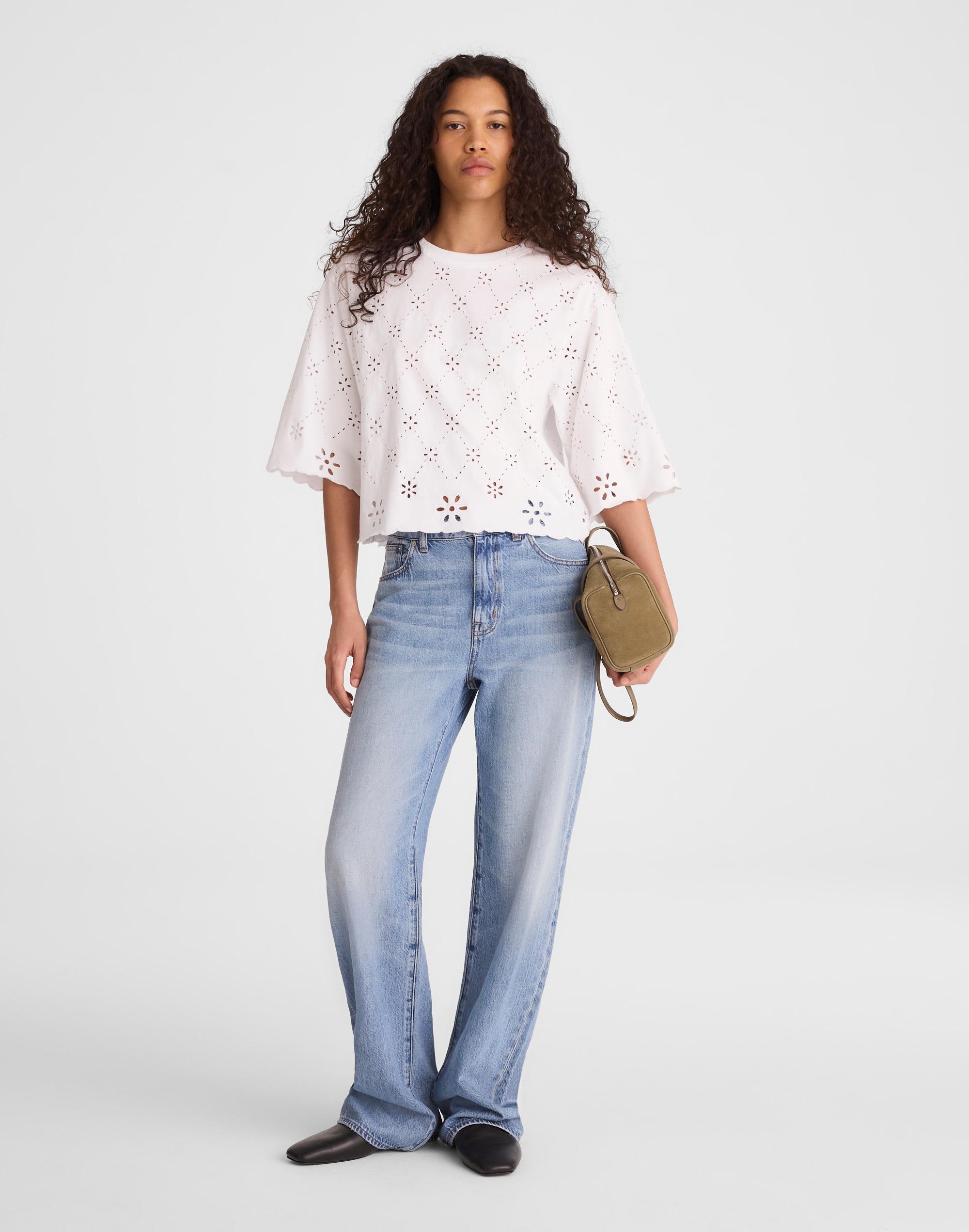 The Embroidered Boxy Crop Tee in Allday Jersey