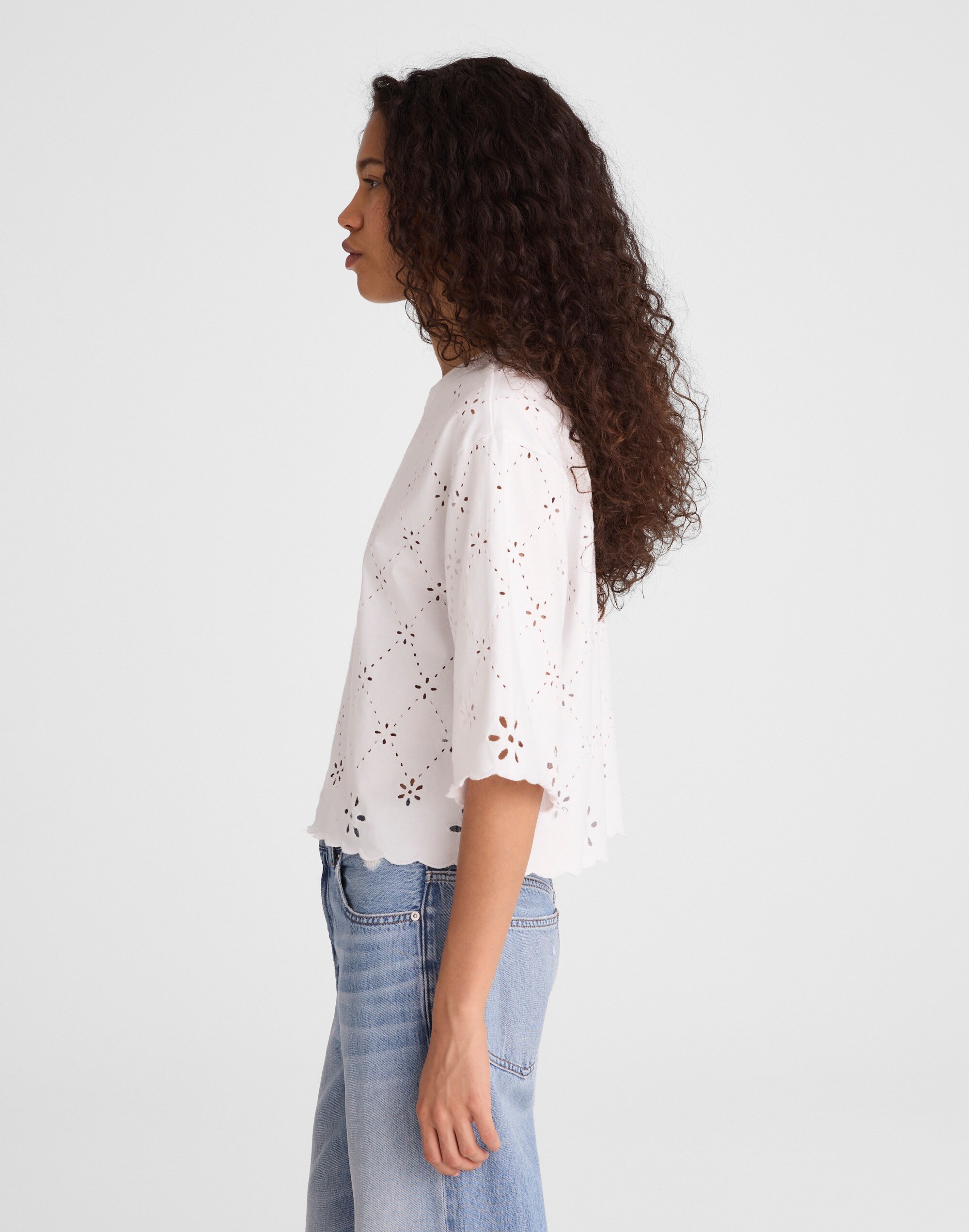 The Embroidered Boxy Crop Tee in Allday Jersey