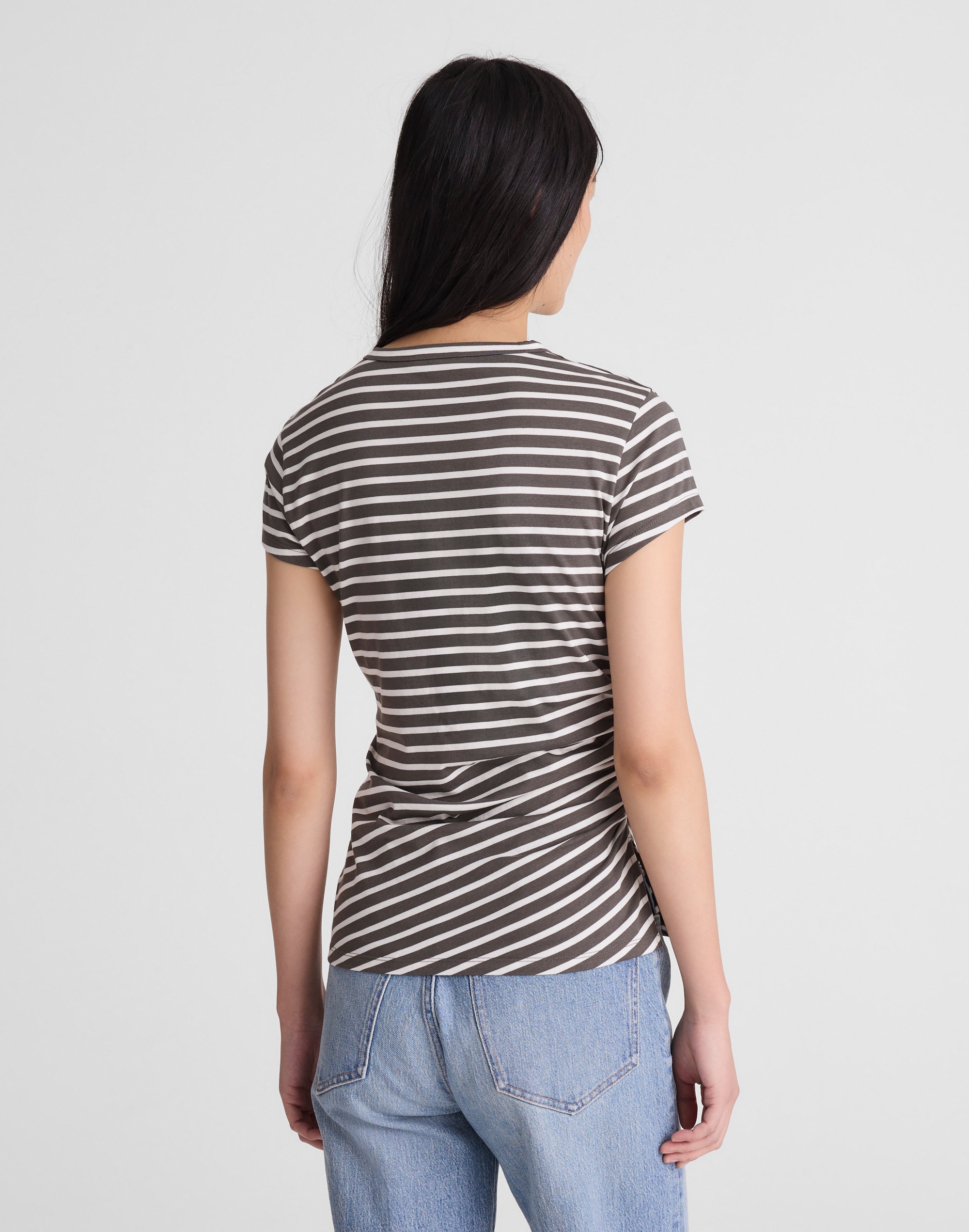Asymmetric Ruched Tee in Allday Jersey
