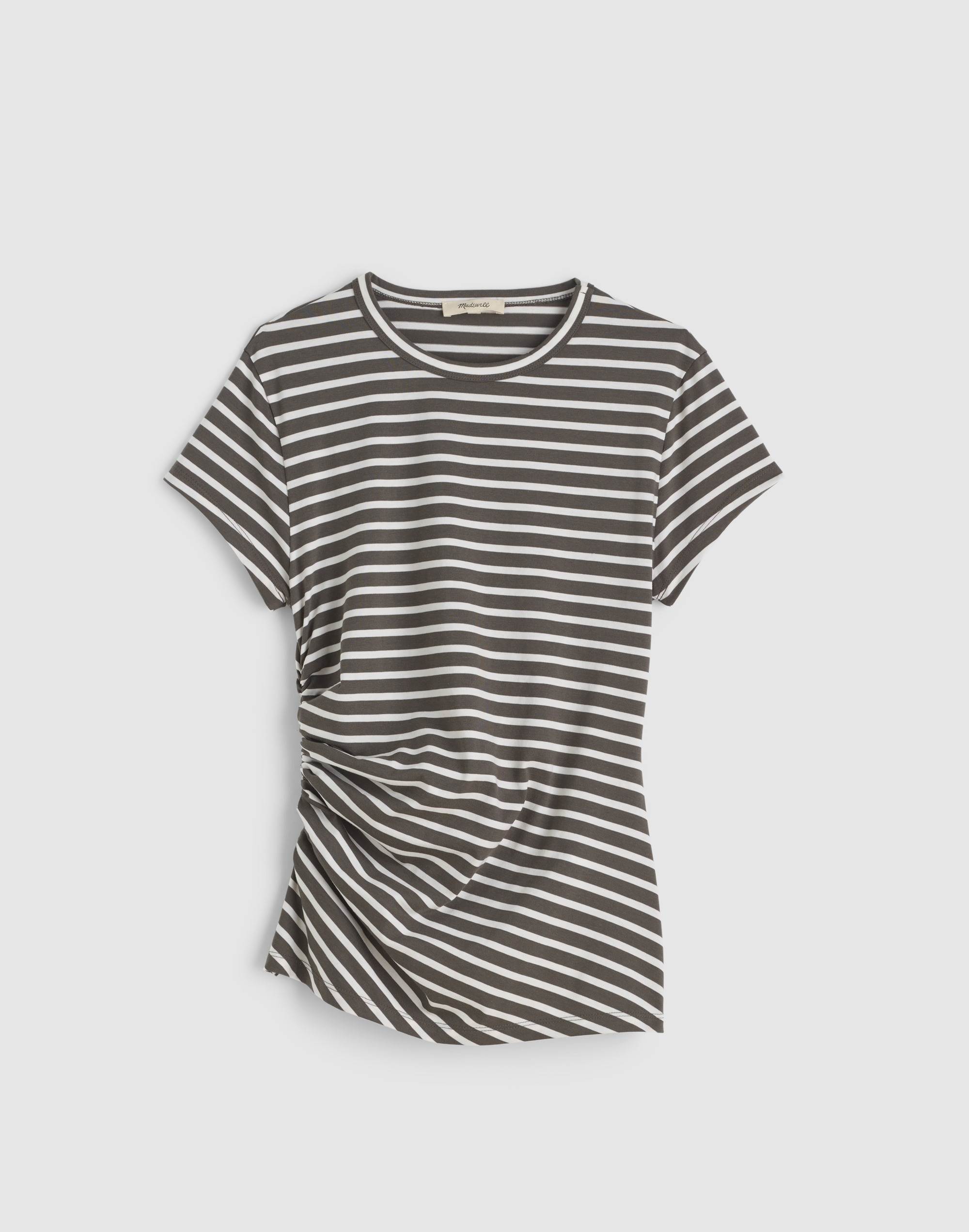 Asymmetric Ruched Tee in Allday Jersey
