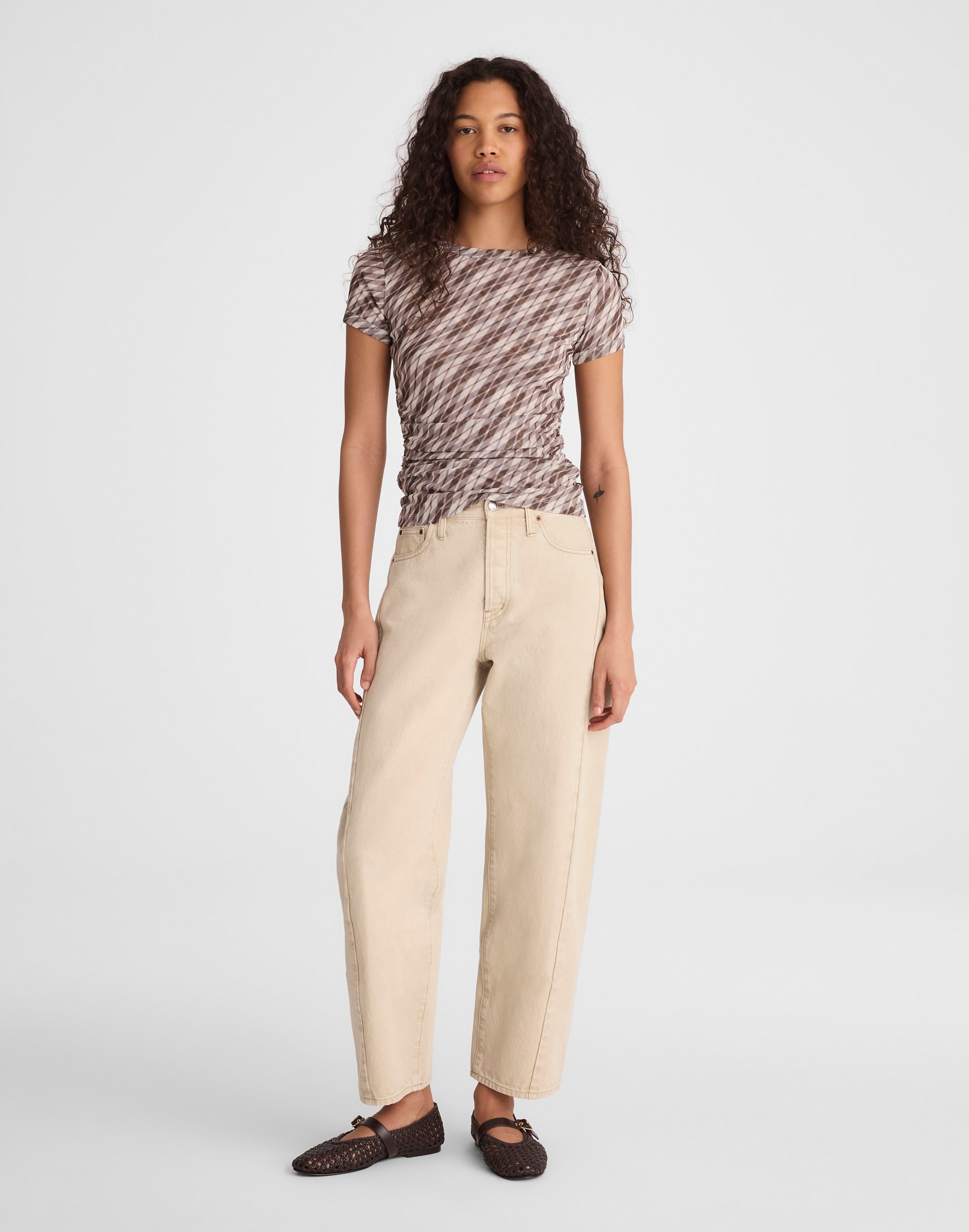 Ruched Cap-Sleeve Tee