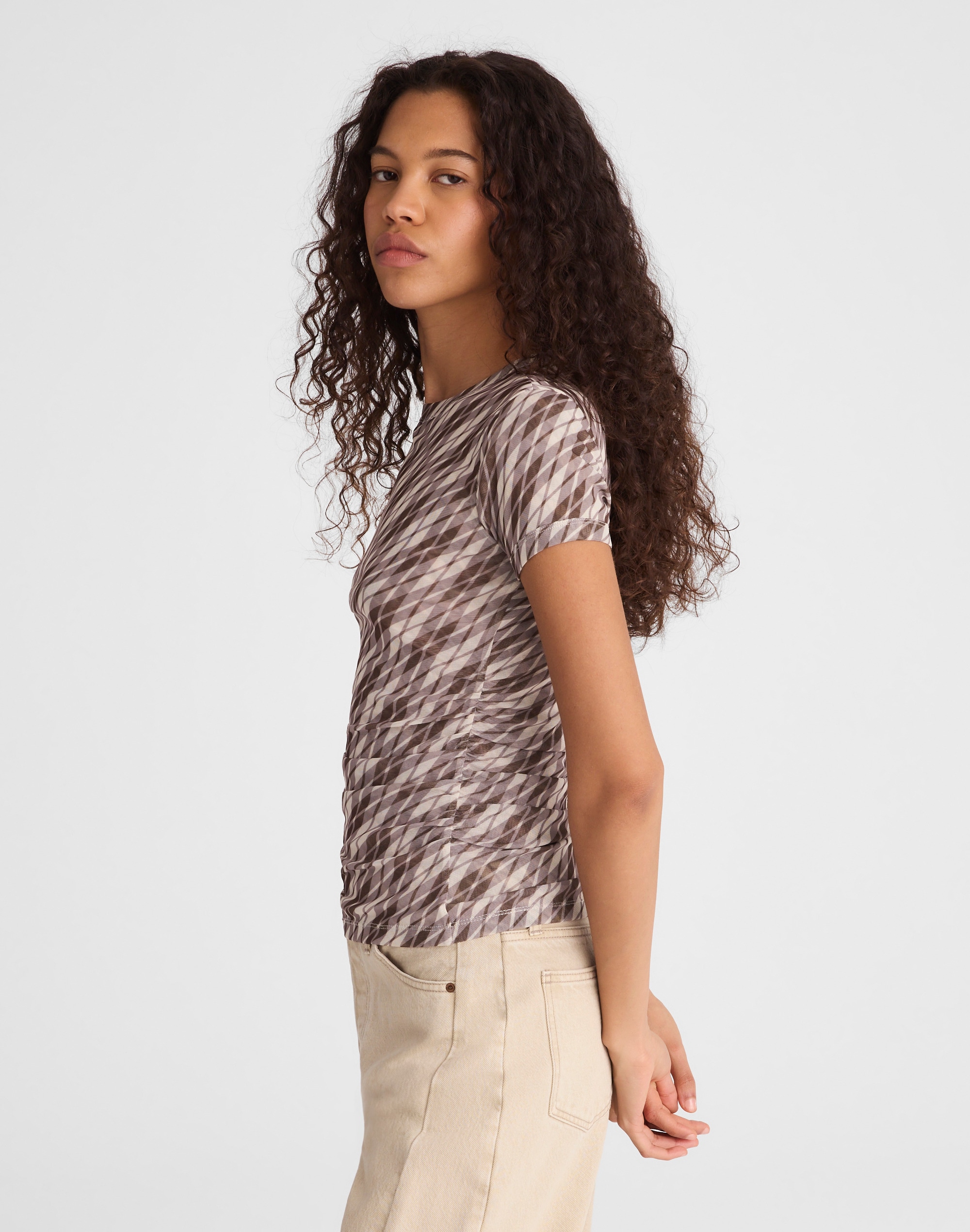 Ruched Cap-Sleeve Tee