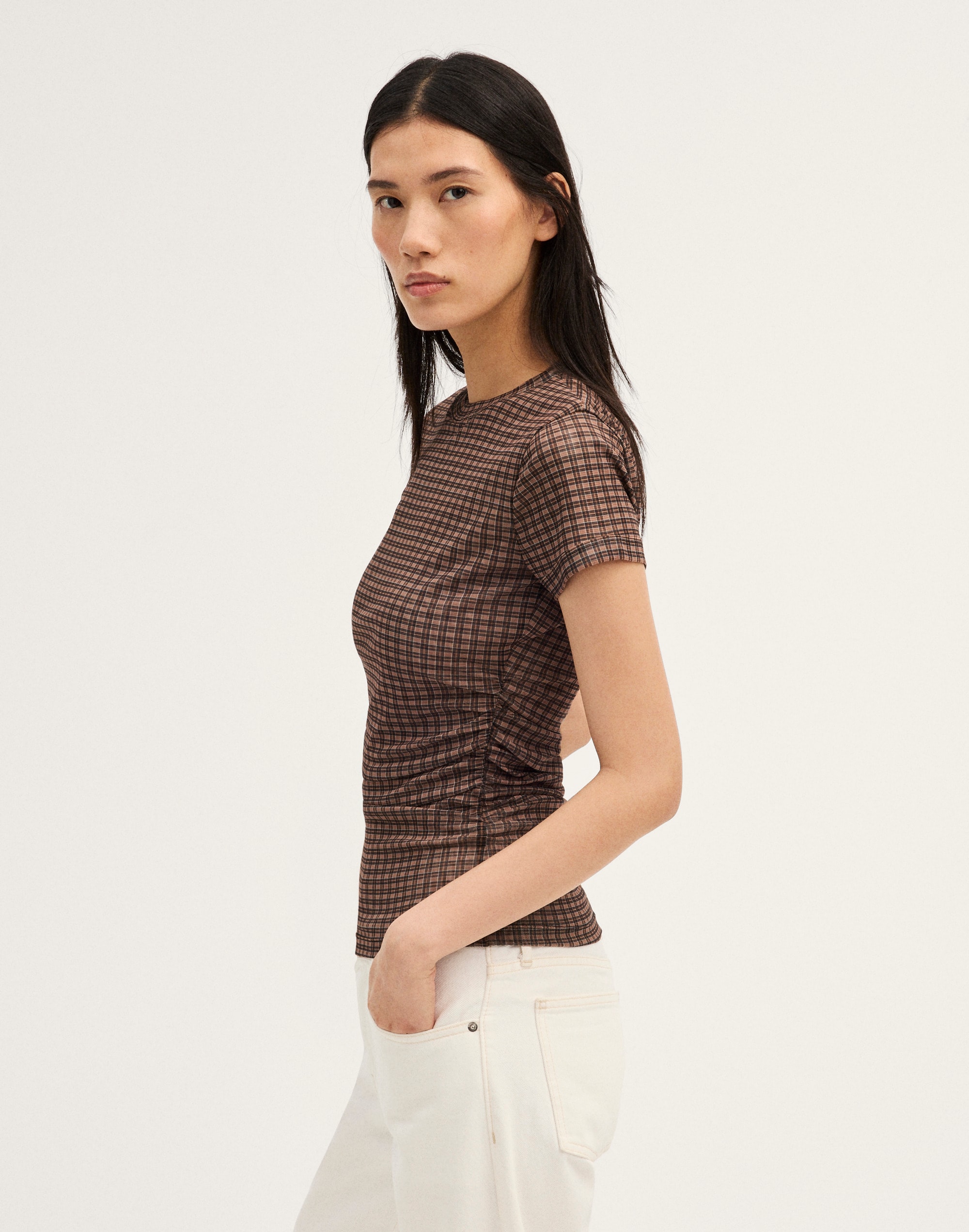 Ruched Cap-Sleeve Tee