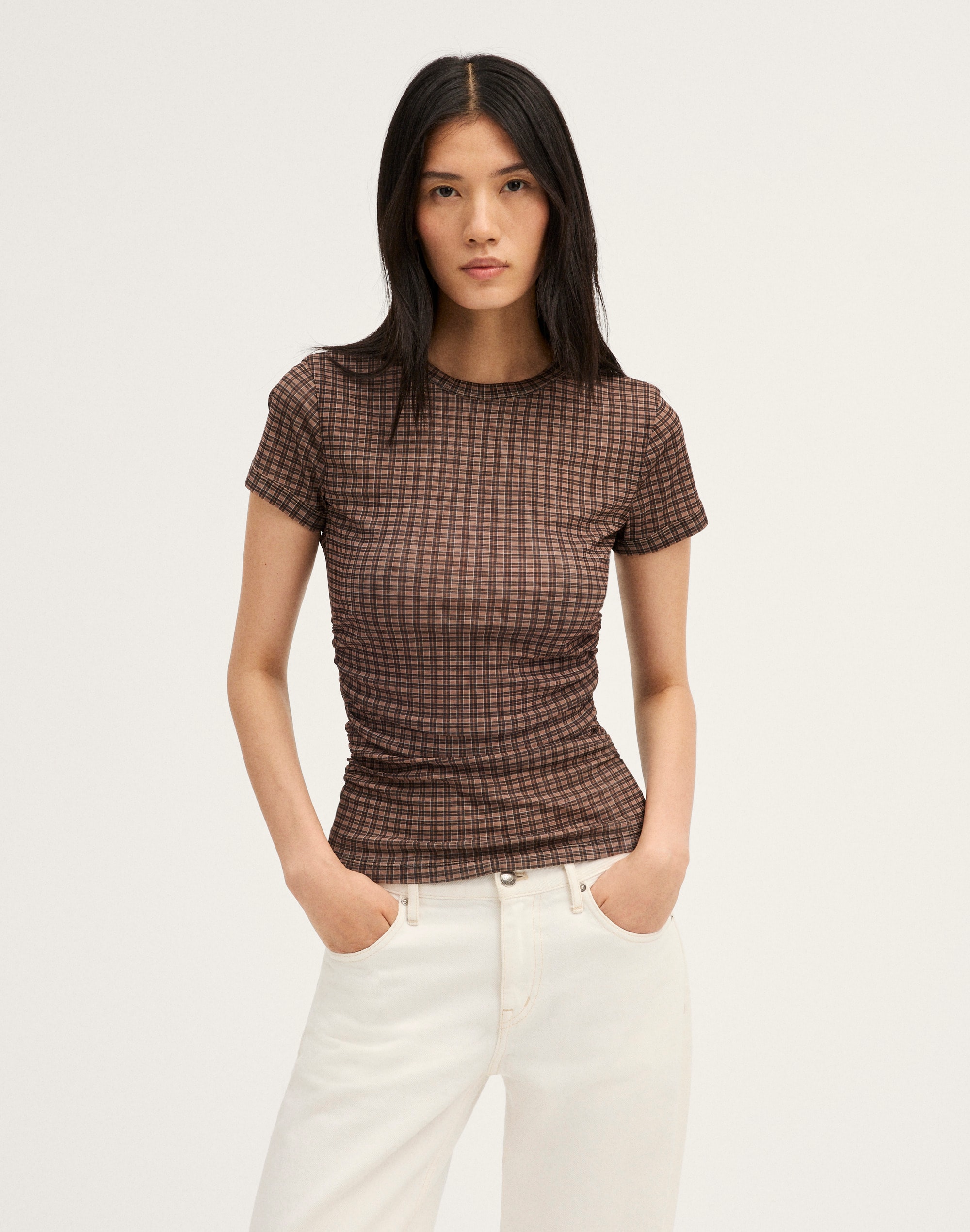 Ruched Cap-Sleeve Tee