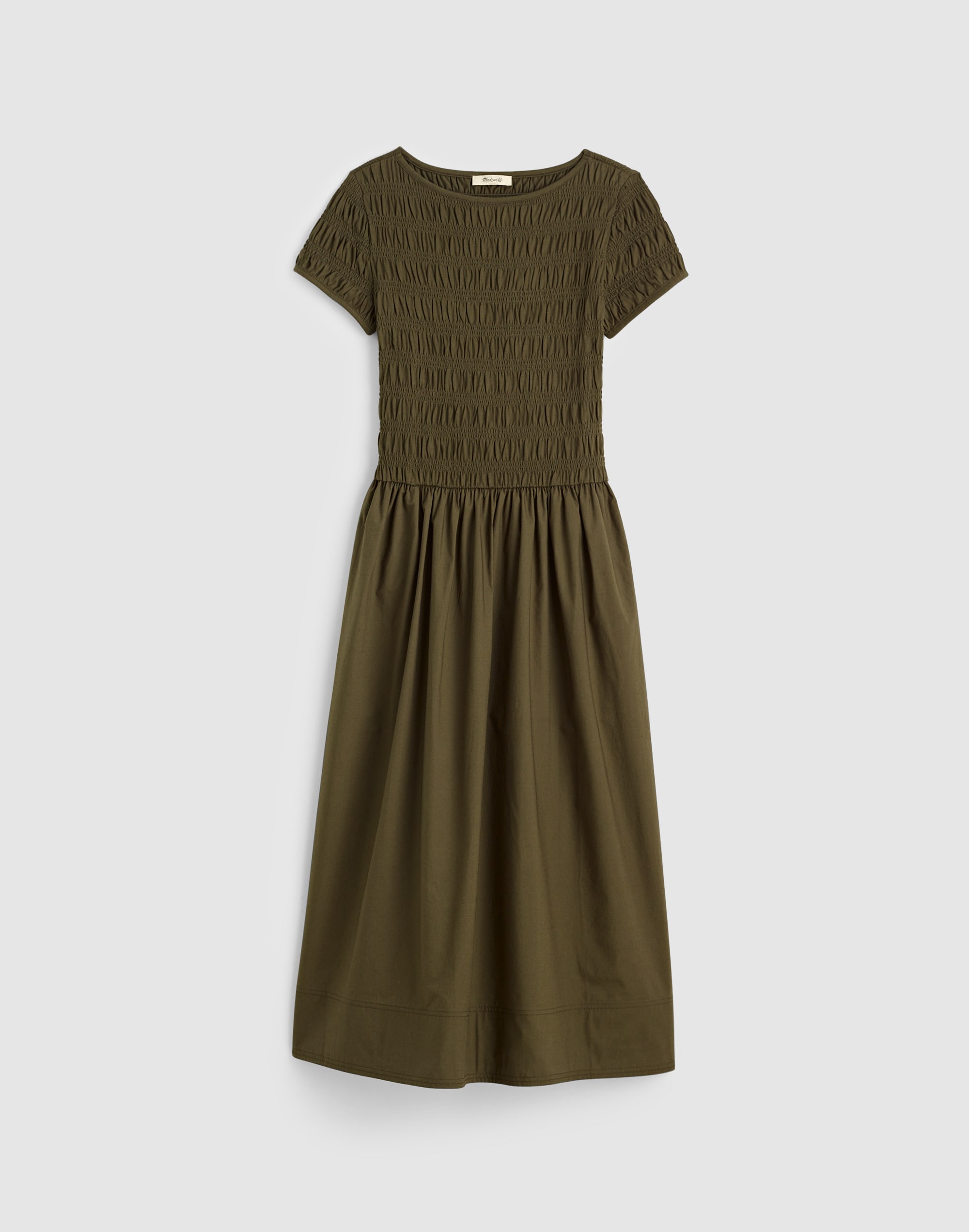 Smocked Boatneck Midi Dress