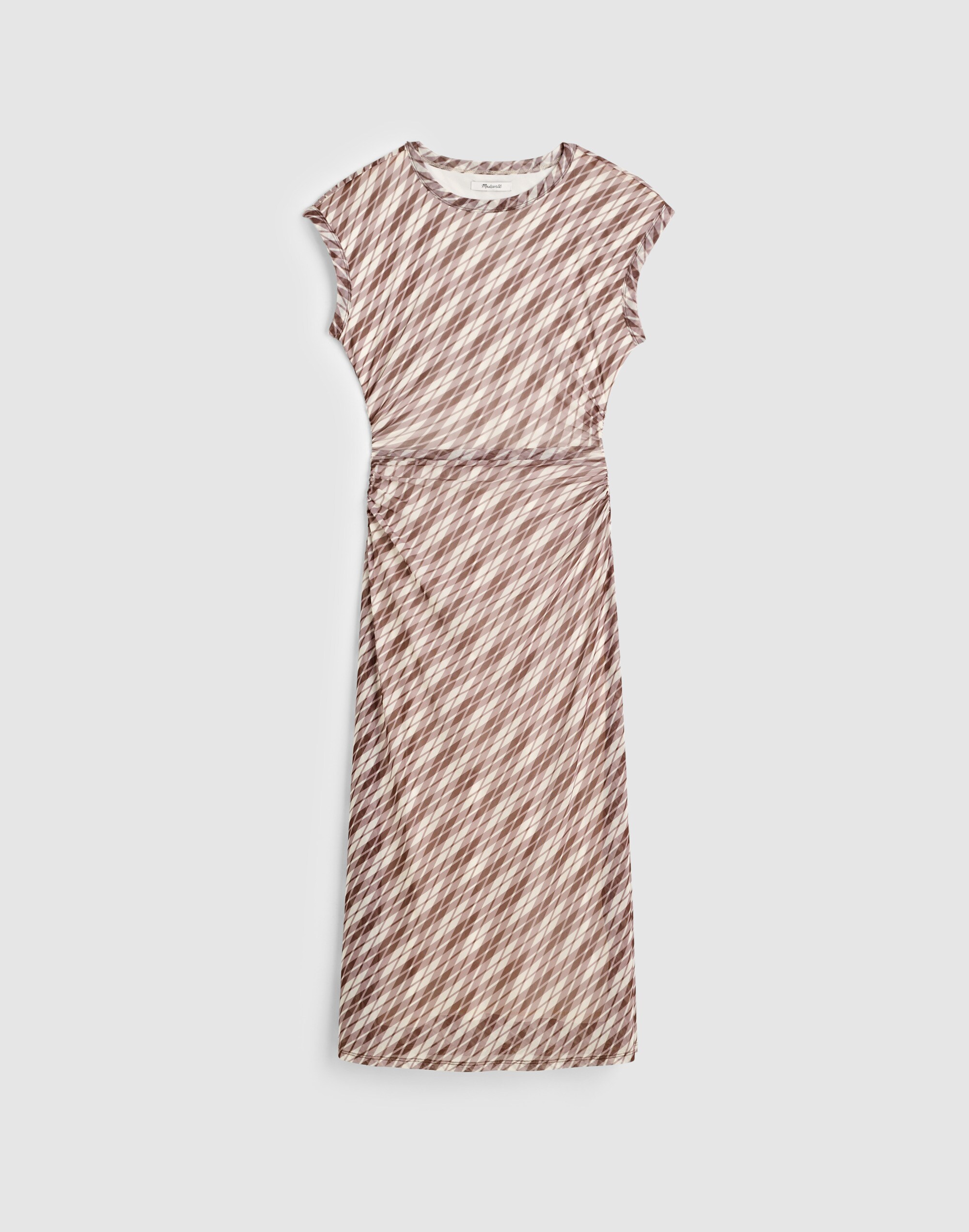 Cap-Sleeve Ruched Midi Dress