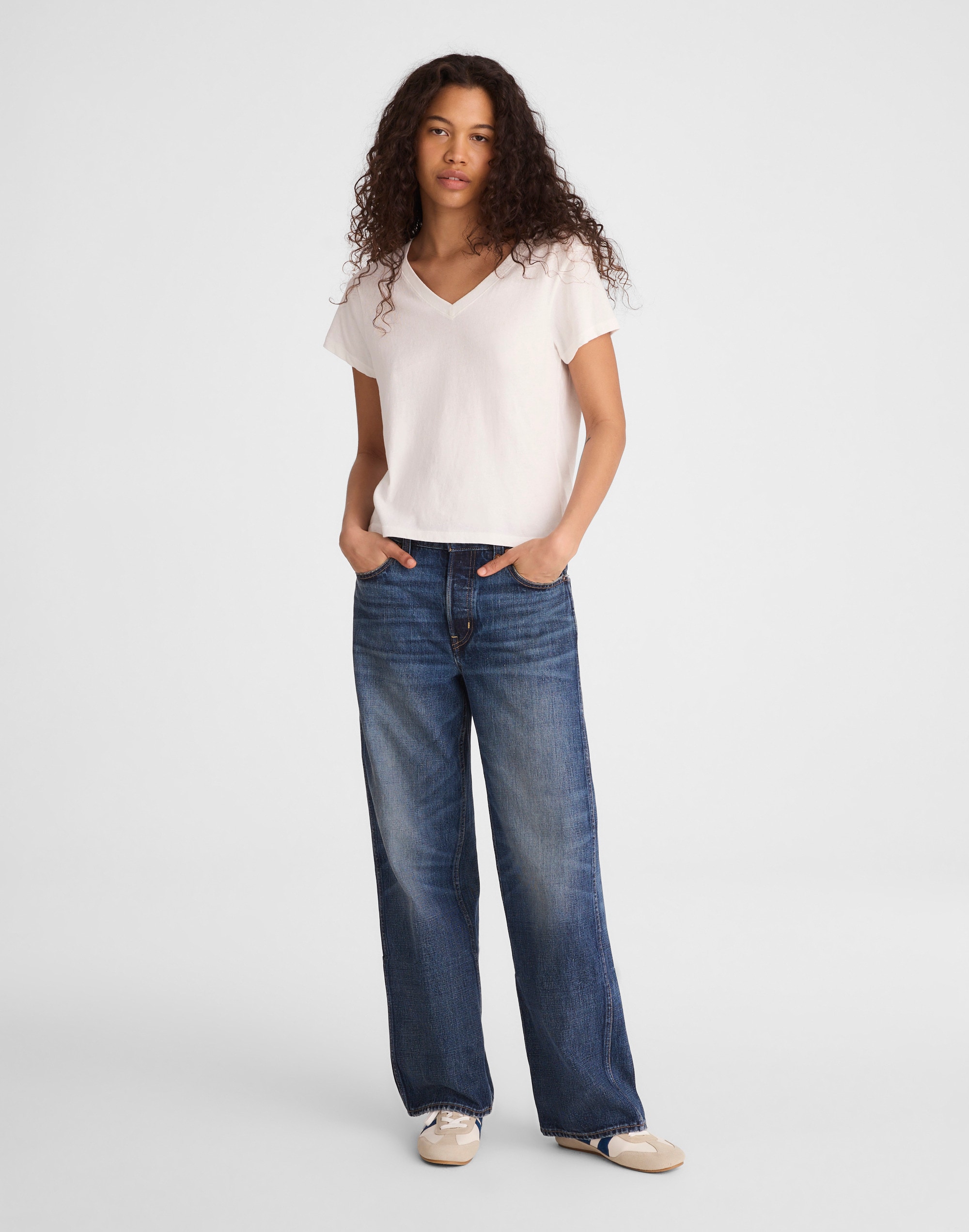 The Relaxed V-Neck Tee in Vintage Jersey