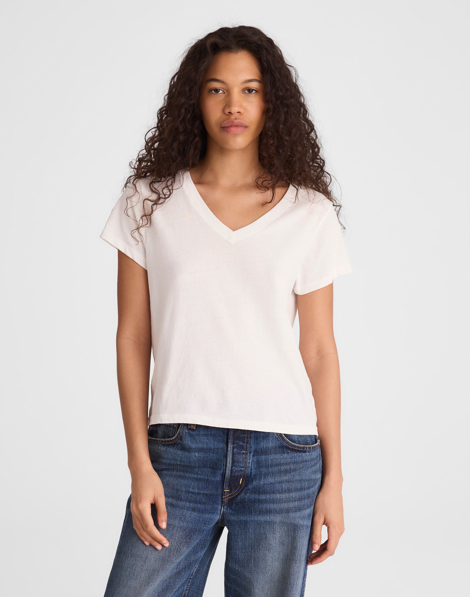 The Relaxed V-Neck Tee in Vintage Jersey