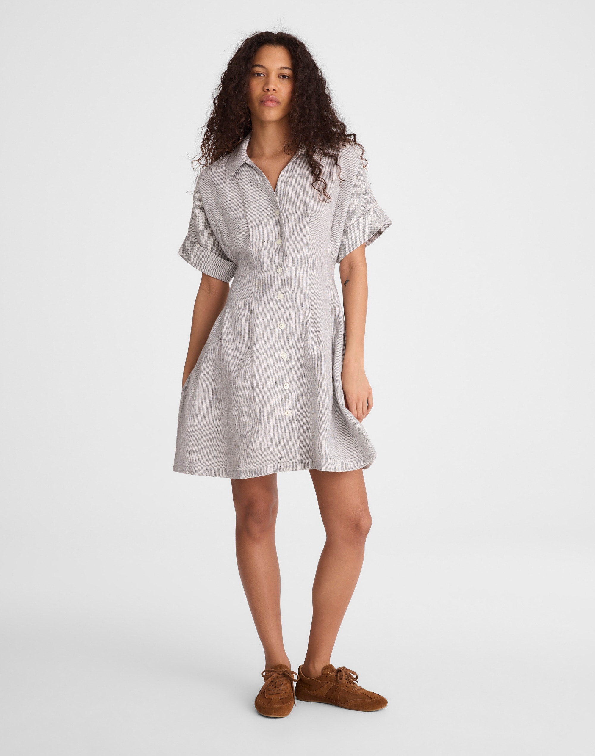 The Perry Mini Shirtdress in 100% Linen