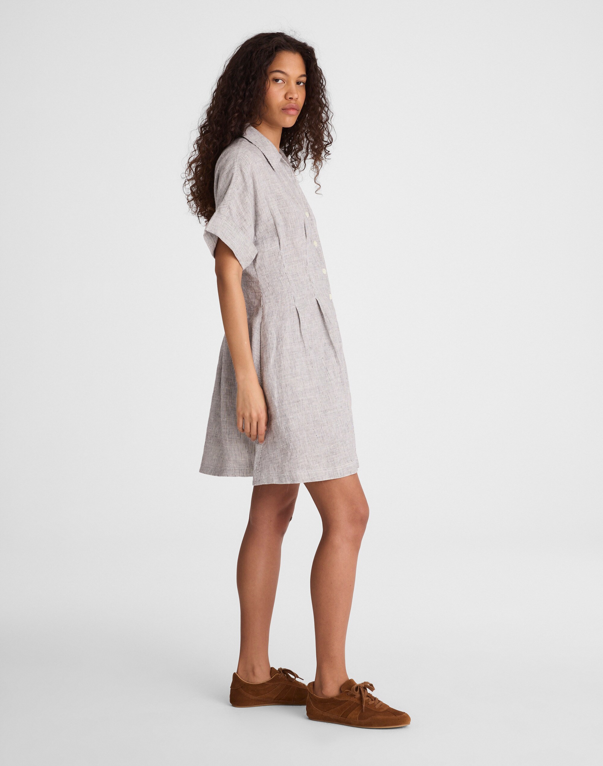 The Perry Mini Shirtdress in 100% Linen