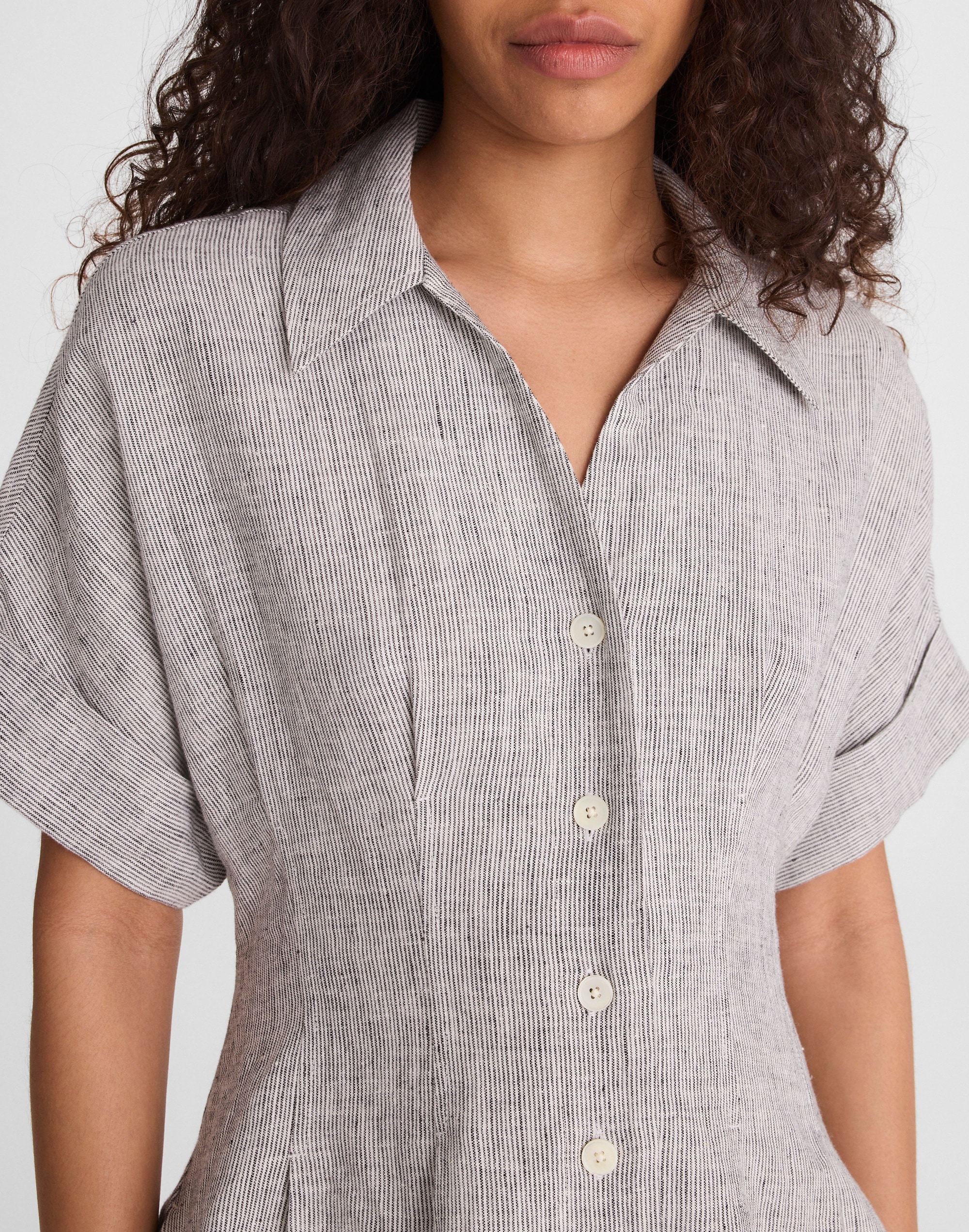 The Perry Mini Shirtdress in 100% Linen