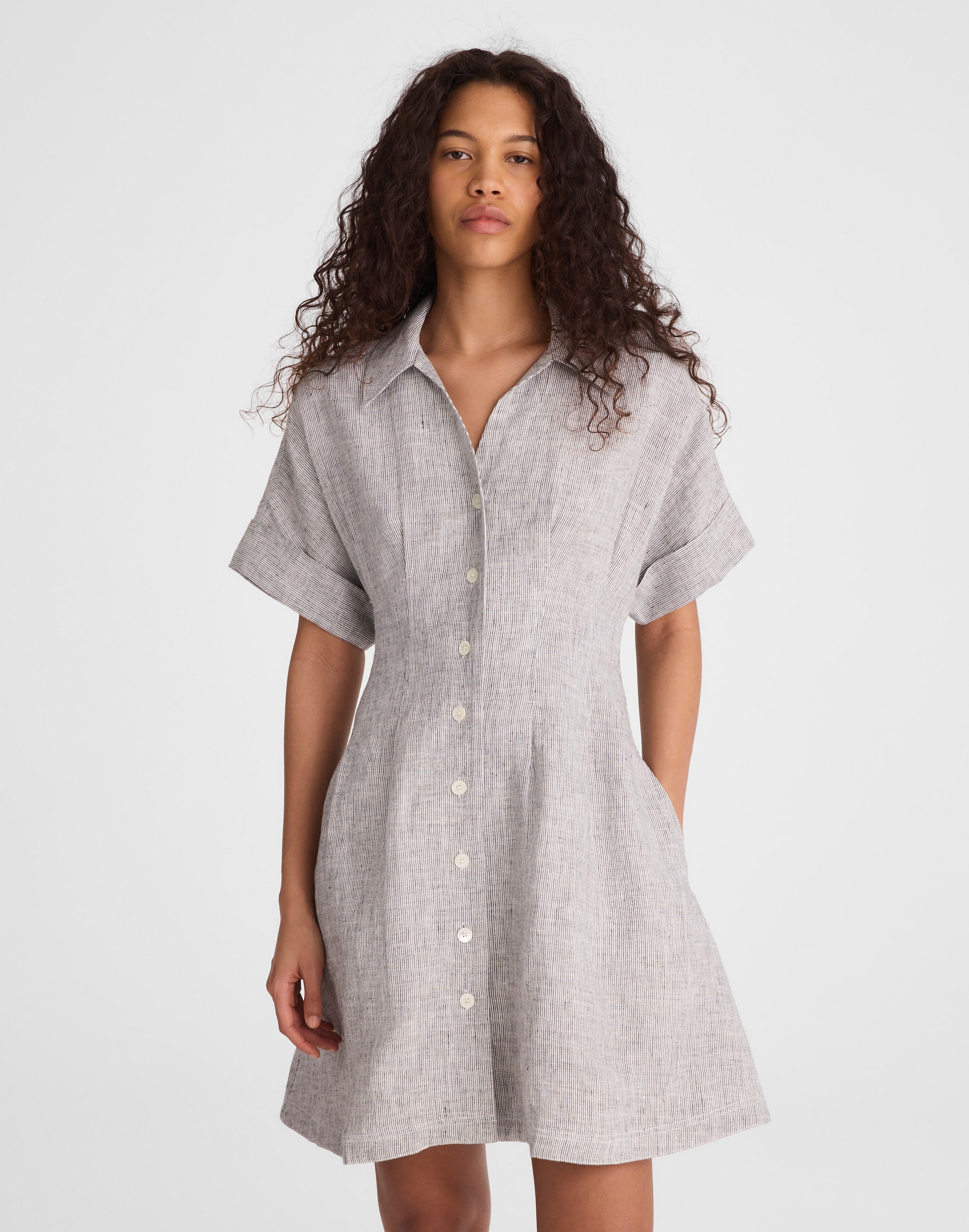 Madewell The Perry Mini Shirtdress In Gray