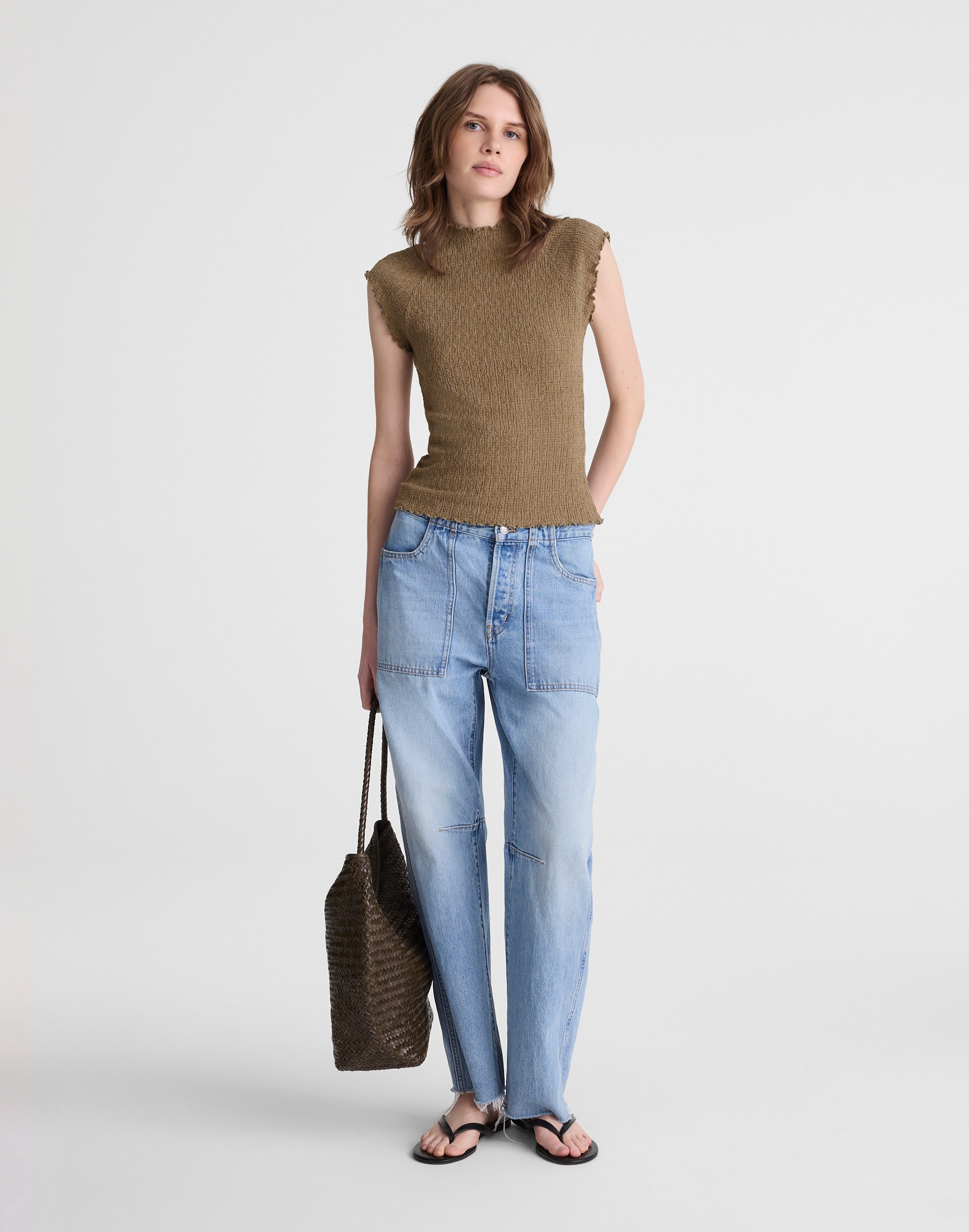 Smocked Mockneck Tank