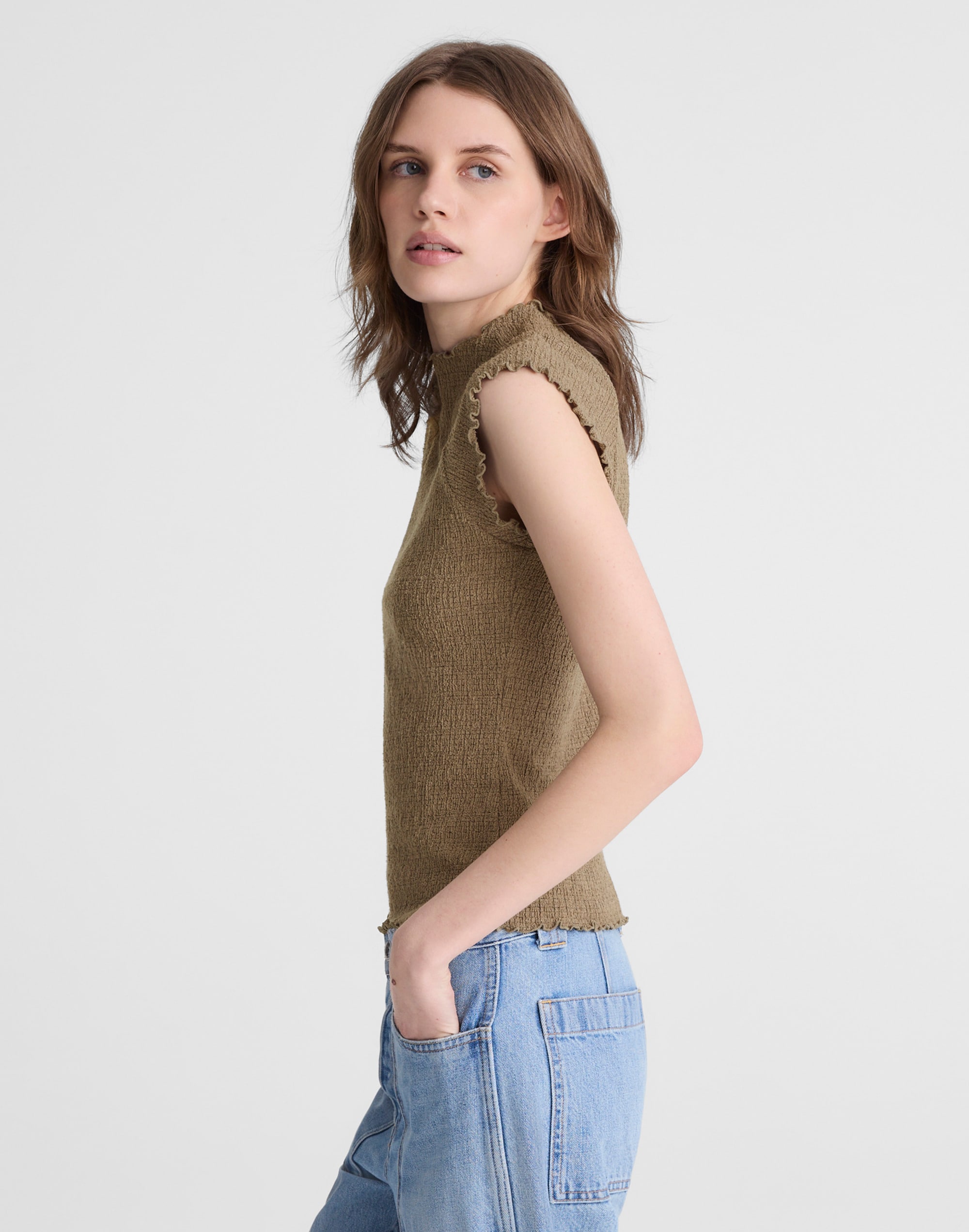 Smocked Mockneck Tank