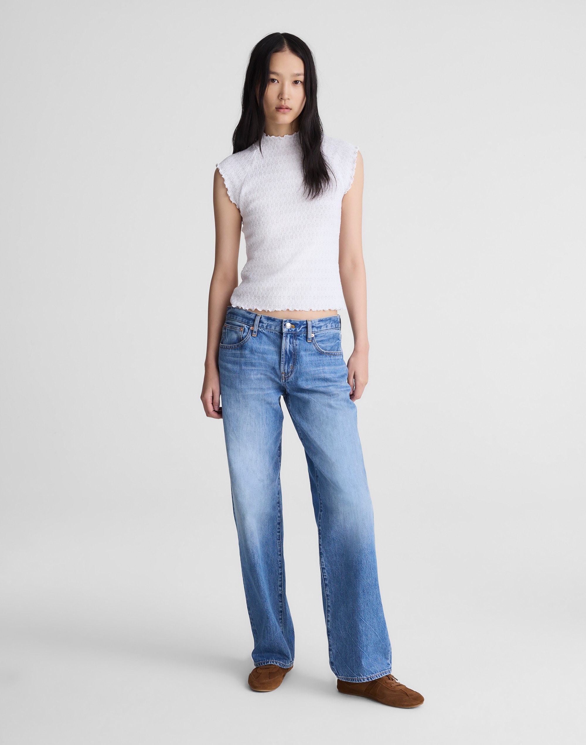 Smocked Mockneck Tank