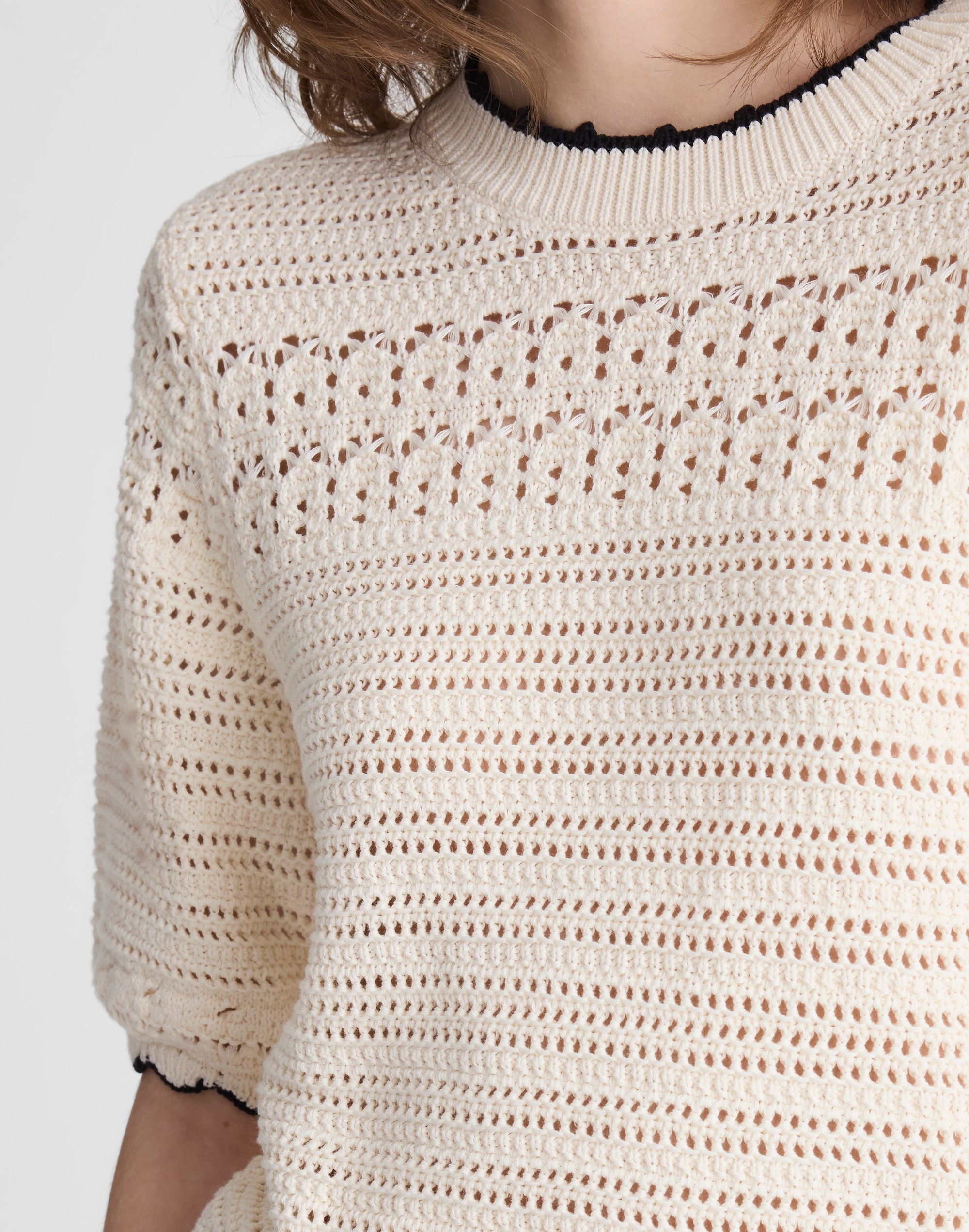 Puff-Sleeve Sweater Tee in 100% Cotton