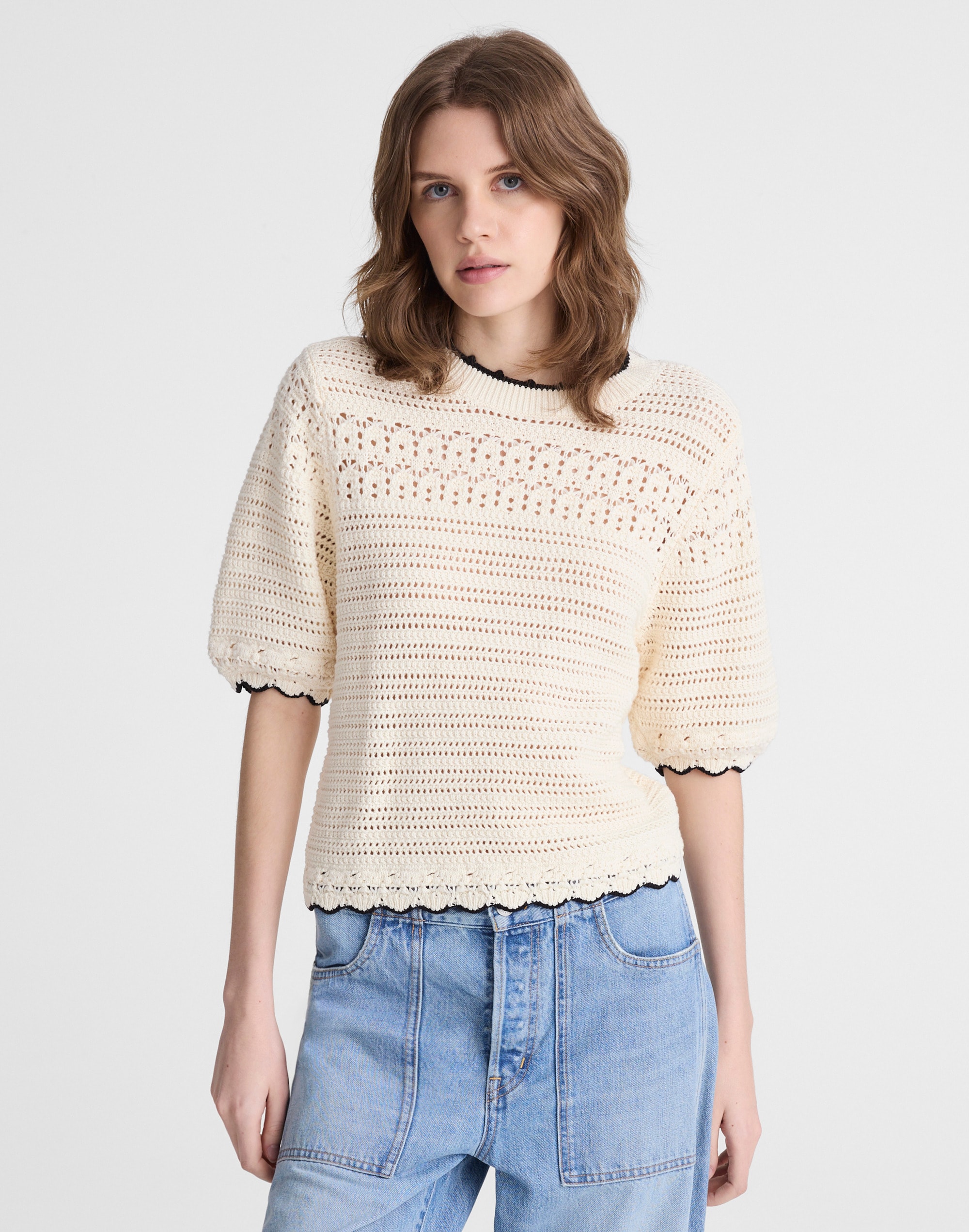 Madewell Puff-sleeve Sweater Tee In White